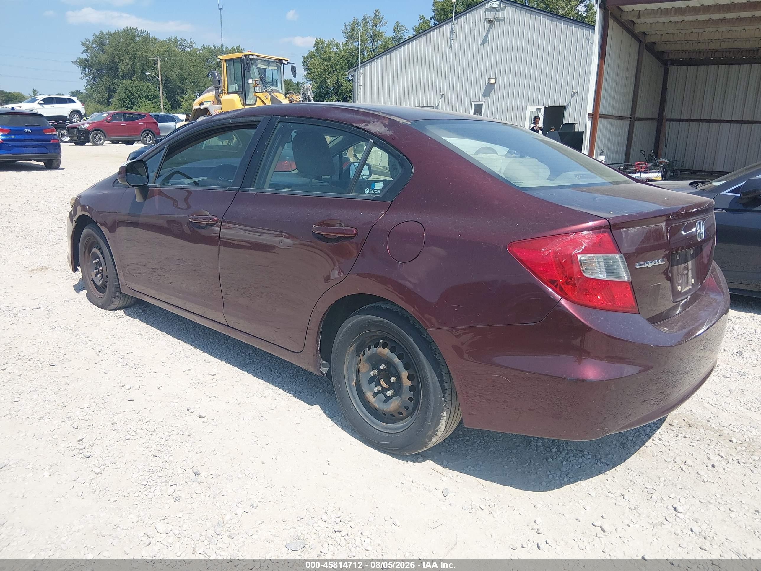 2012 Honda Civic Lx Burgundy vin: 19XFB2F57CE108968
