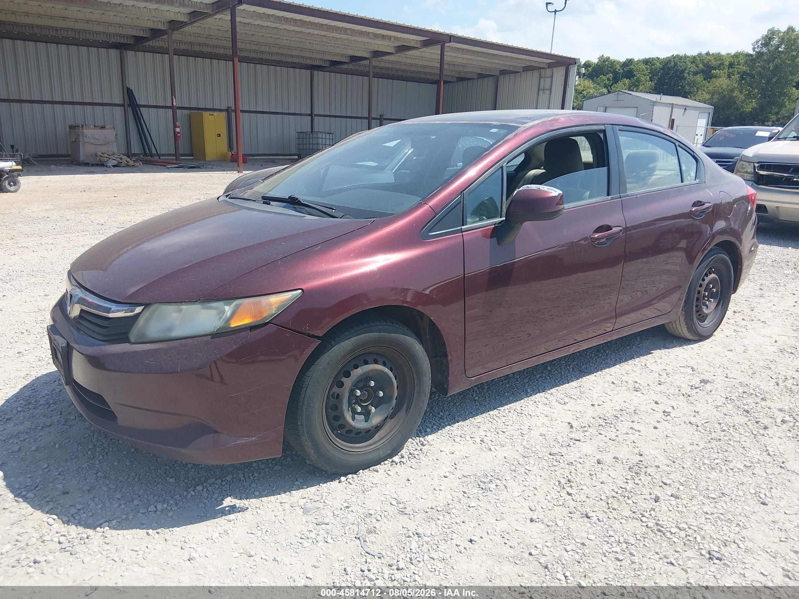 2012 Honda Civic Lx Burgundy vin: 19XFB2F57CE108968