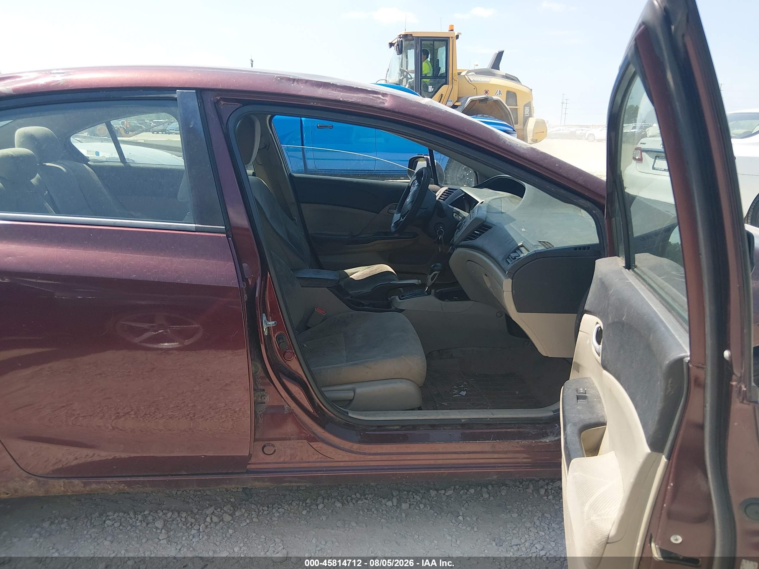 2012 Honda Civic Lx Burgundy vin: 19XFB2F57CE108968