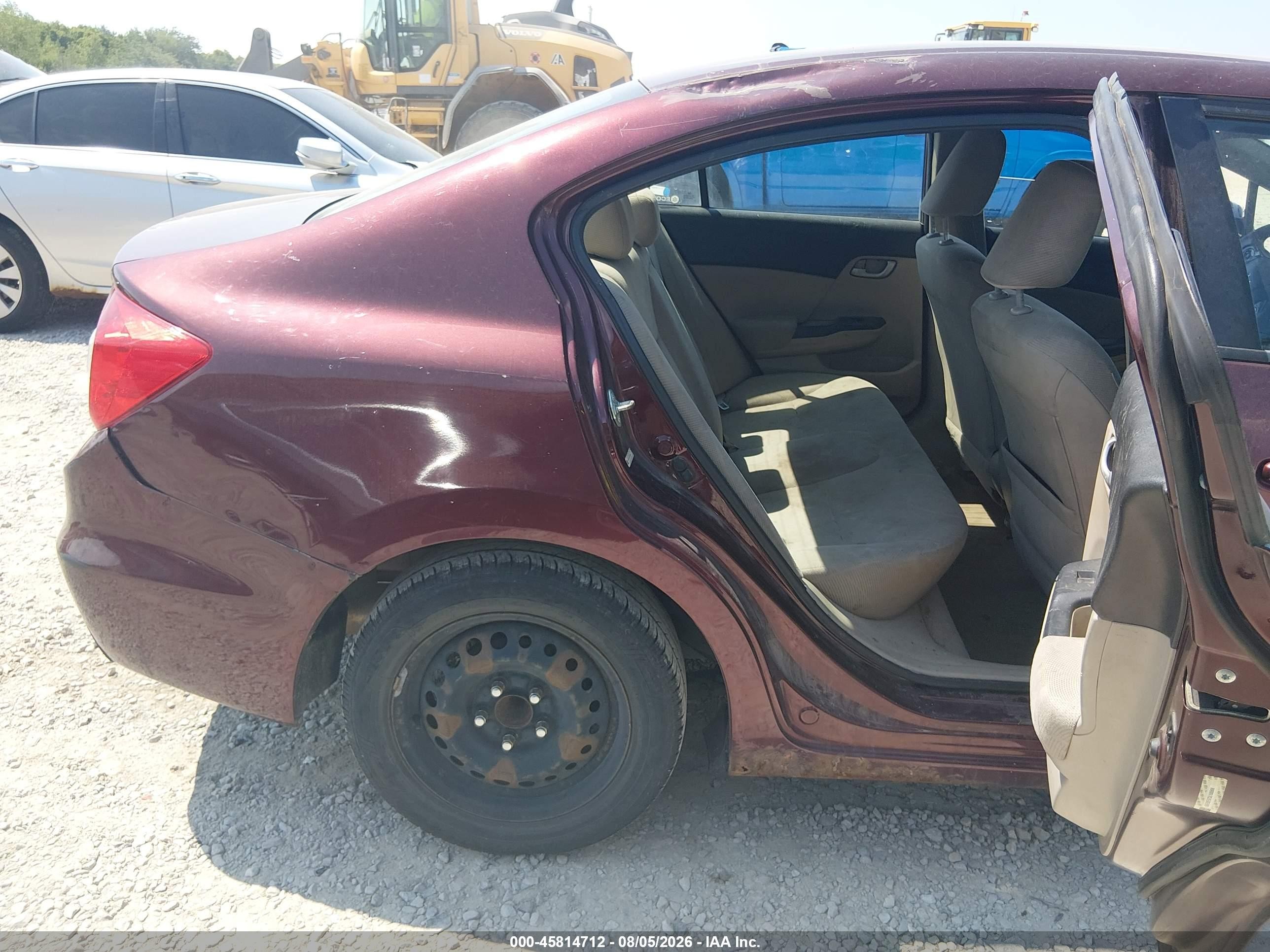 2012 Honda Civic Lx Burgundy vin: 19XFB2F57CE108968