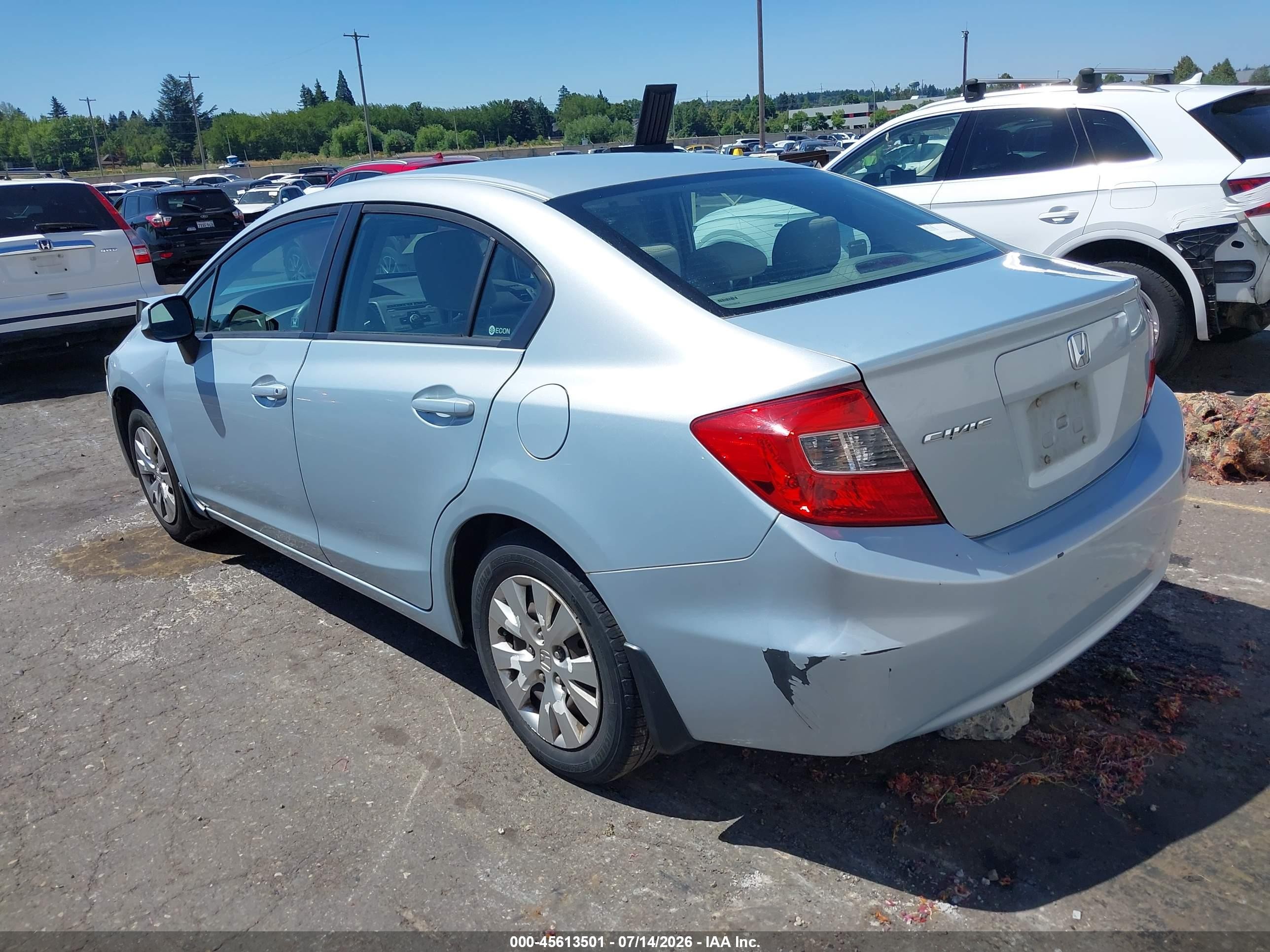 2012 Honda Civic Lx Silver vin: 19XFB2F57CE309916