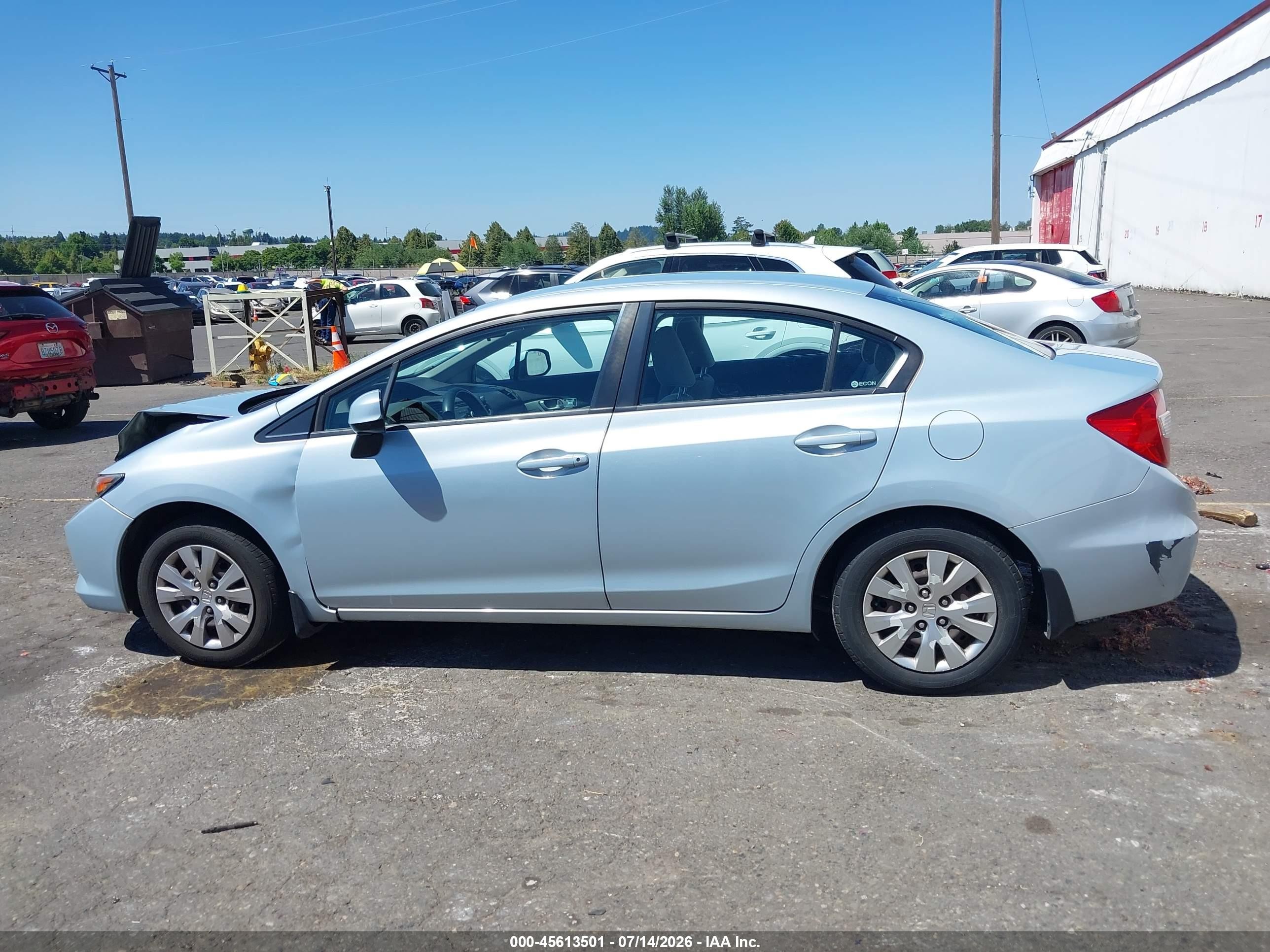 2012 Honda Civic Lx Silver vin: 19XFB2F57CE309916