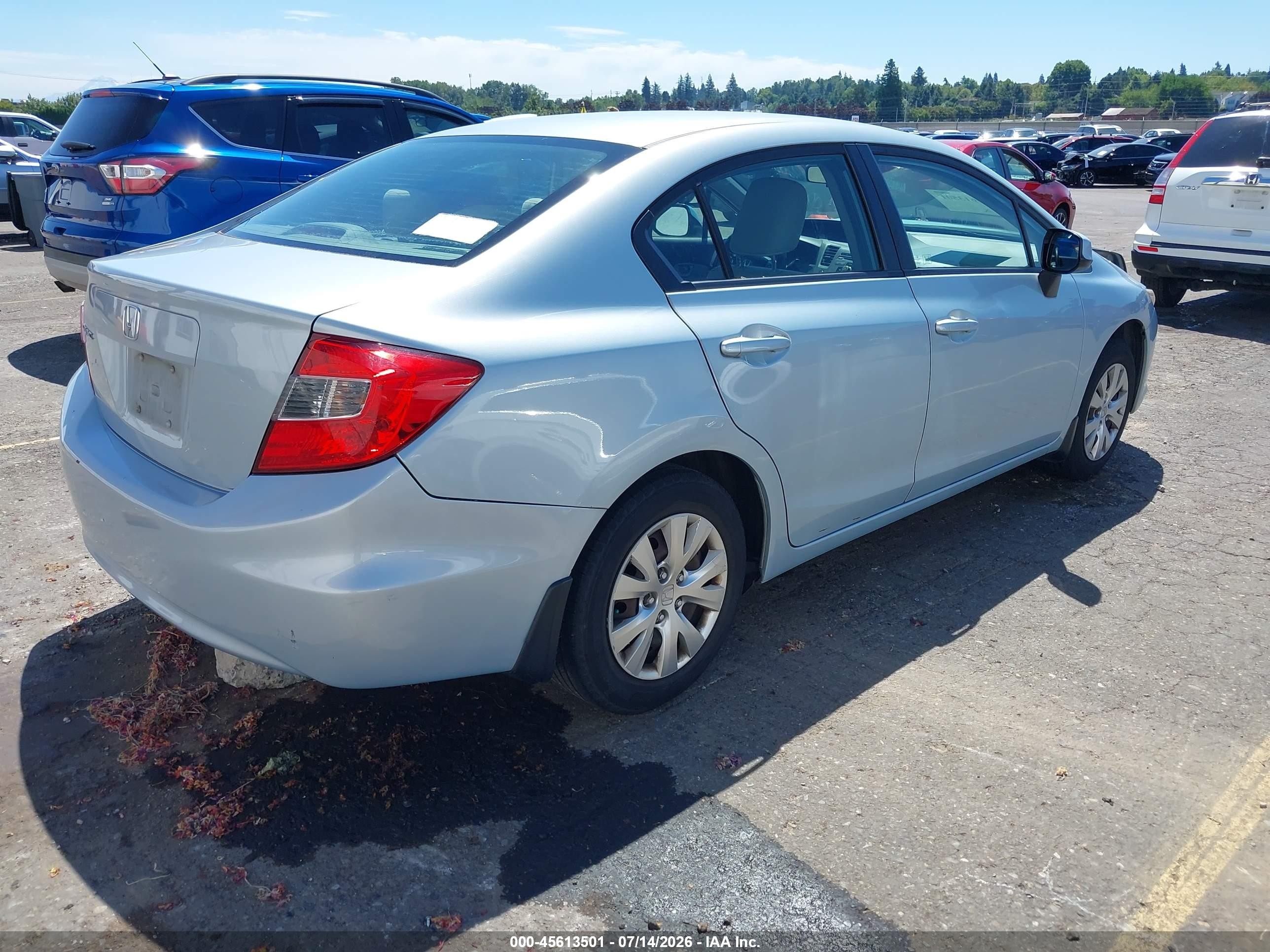 2012 Honda Civic Lx Silver vin: 19XFB2F57CE309916