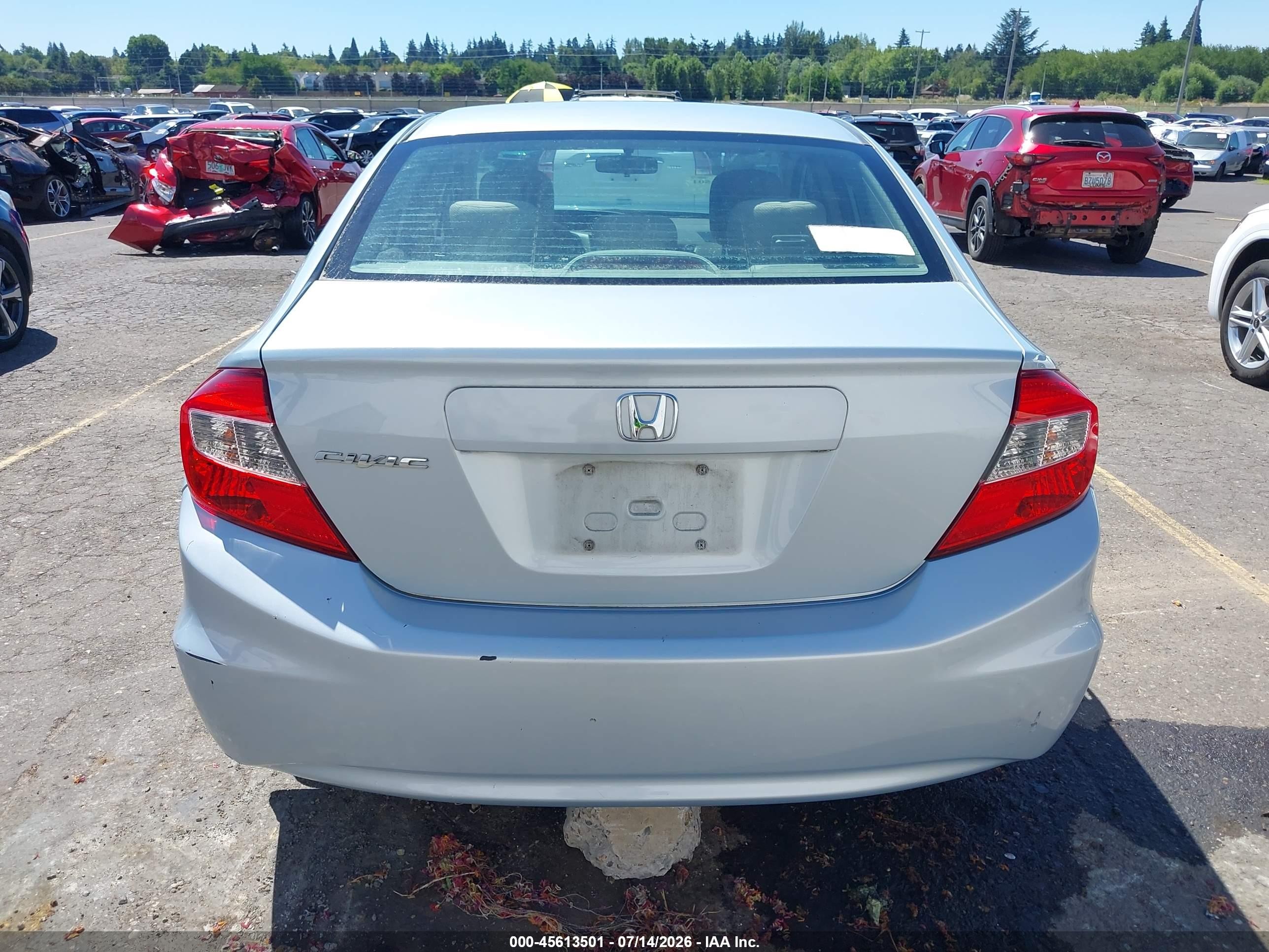 2012 Honda Civic Lx Silver vin: 19XFB2F57CE309916