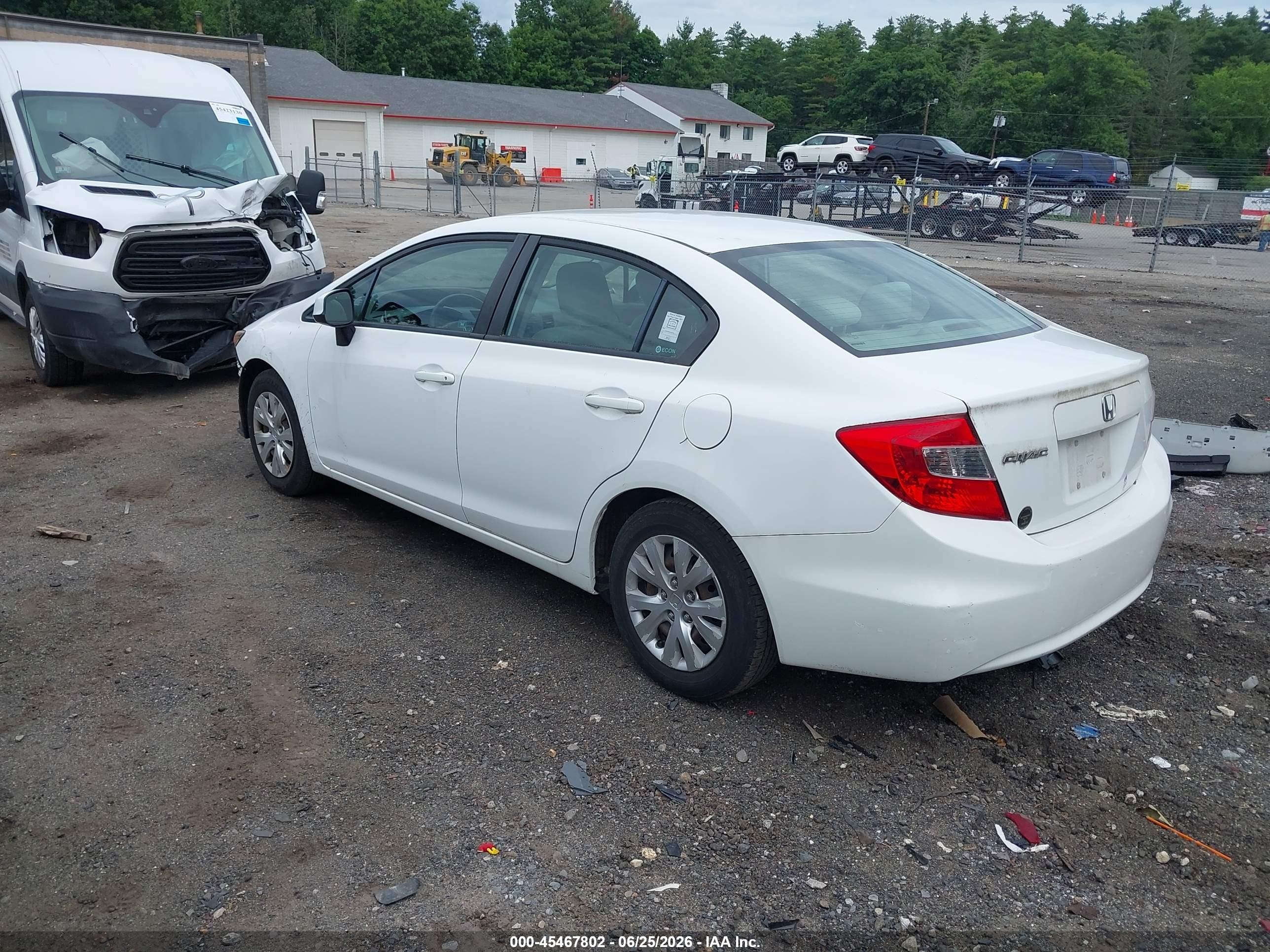 2012 Honda Civic Lx White vin: 19XFB2F57CE321094