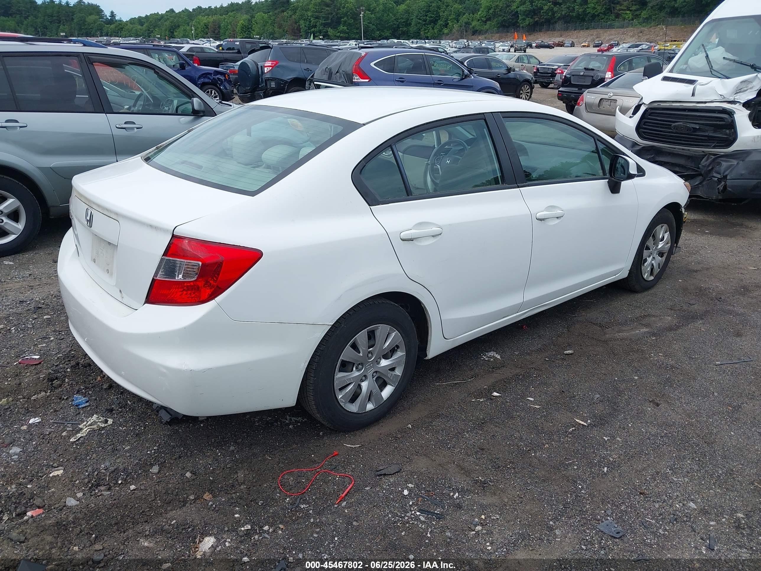 2012 Honda Civic Lx White vin: 19XFB2F57CE321094