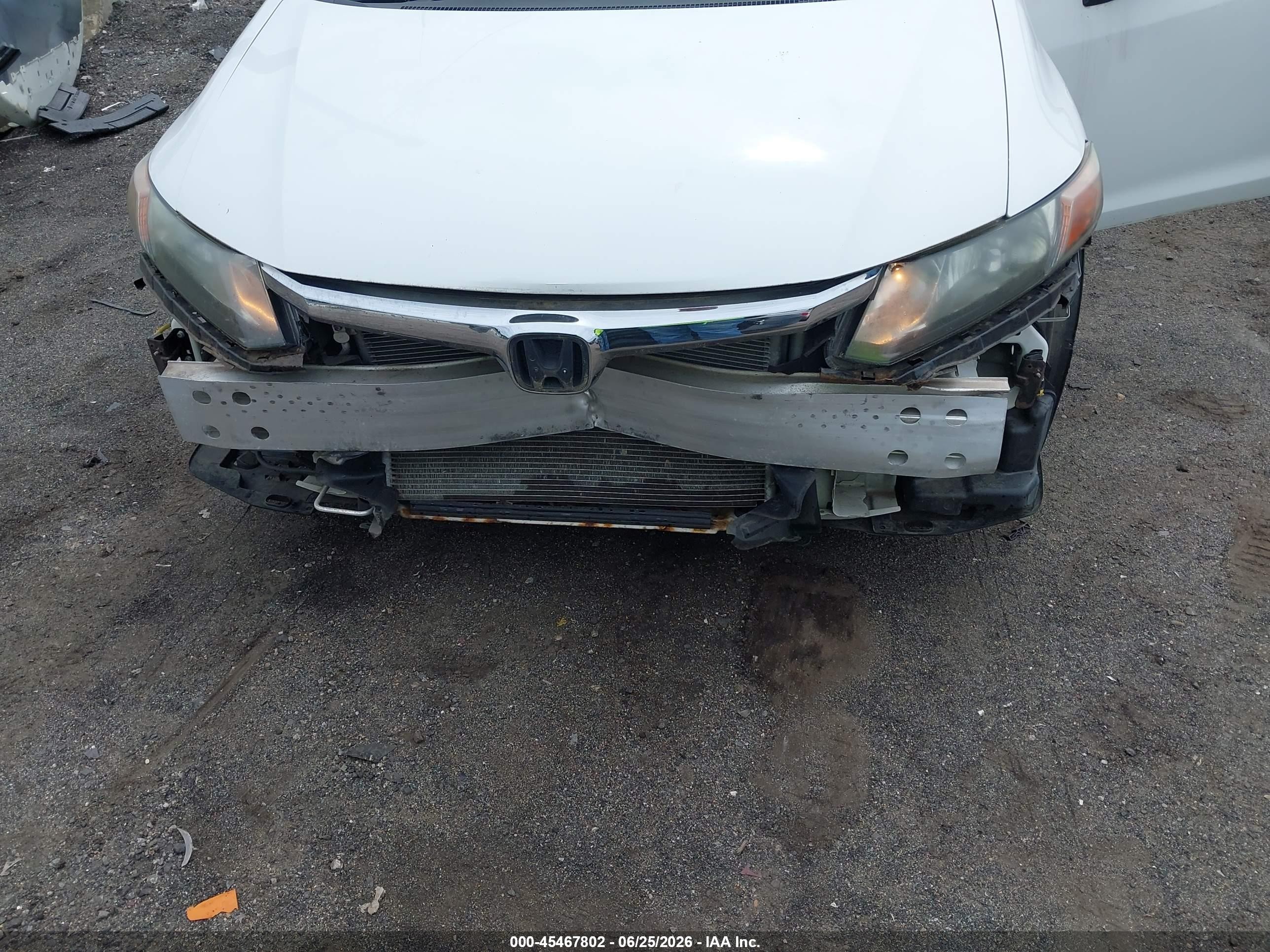 2012 Honda Civic Lx White vin: 19XFB2F57CE321094