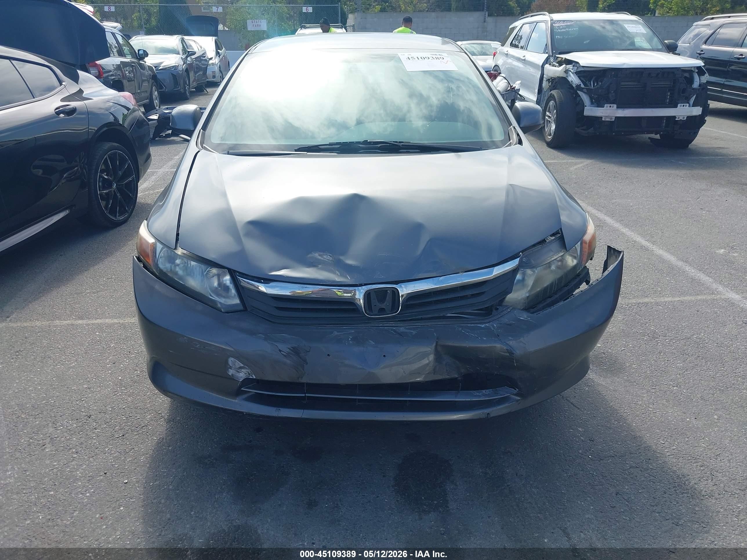 2012 Honda Civic Lx Серый vin: 19XFB2F57CE339336