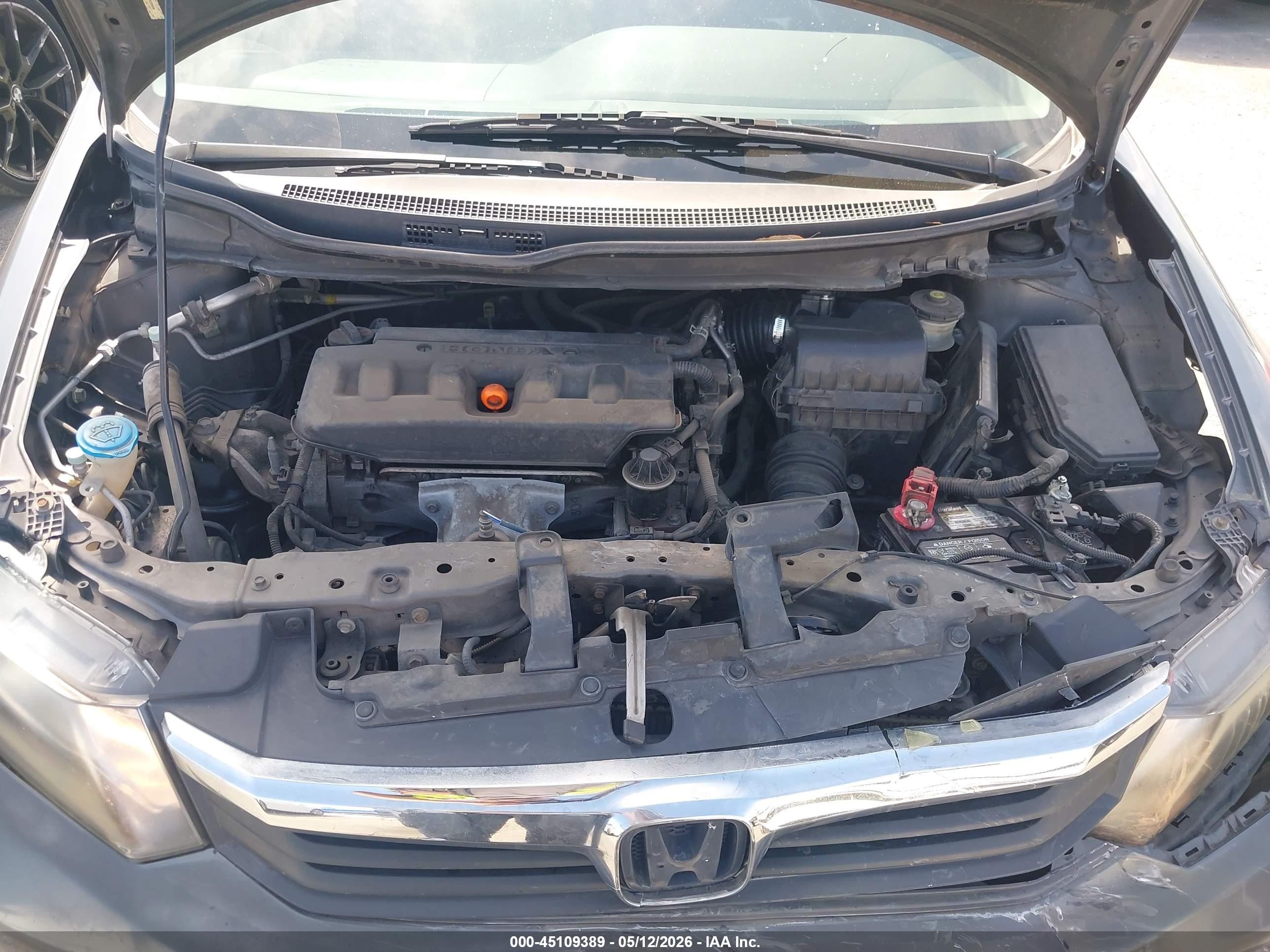 2012 Honda Civic Lx Серый vin: 19XFB2F57CE339336