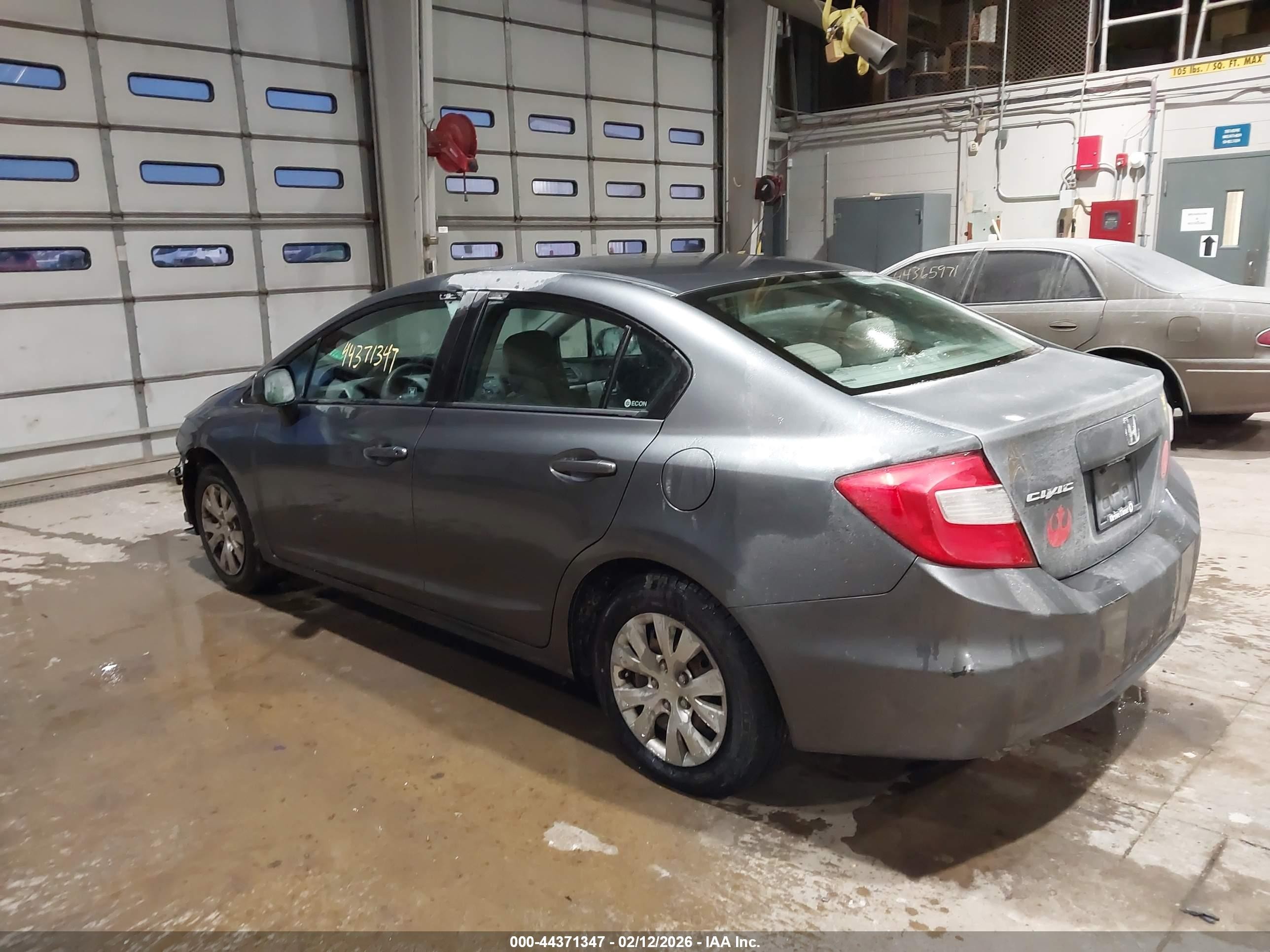 2012 Honda Civic Lx Gray vin: 19XFB2F57CE341992