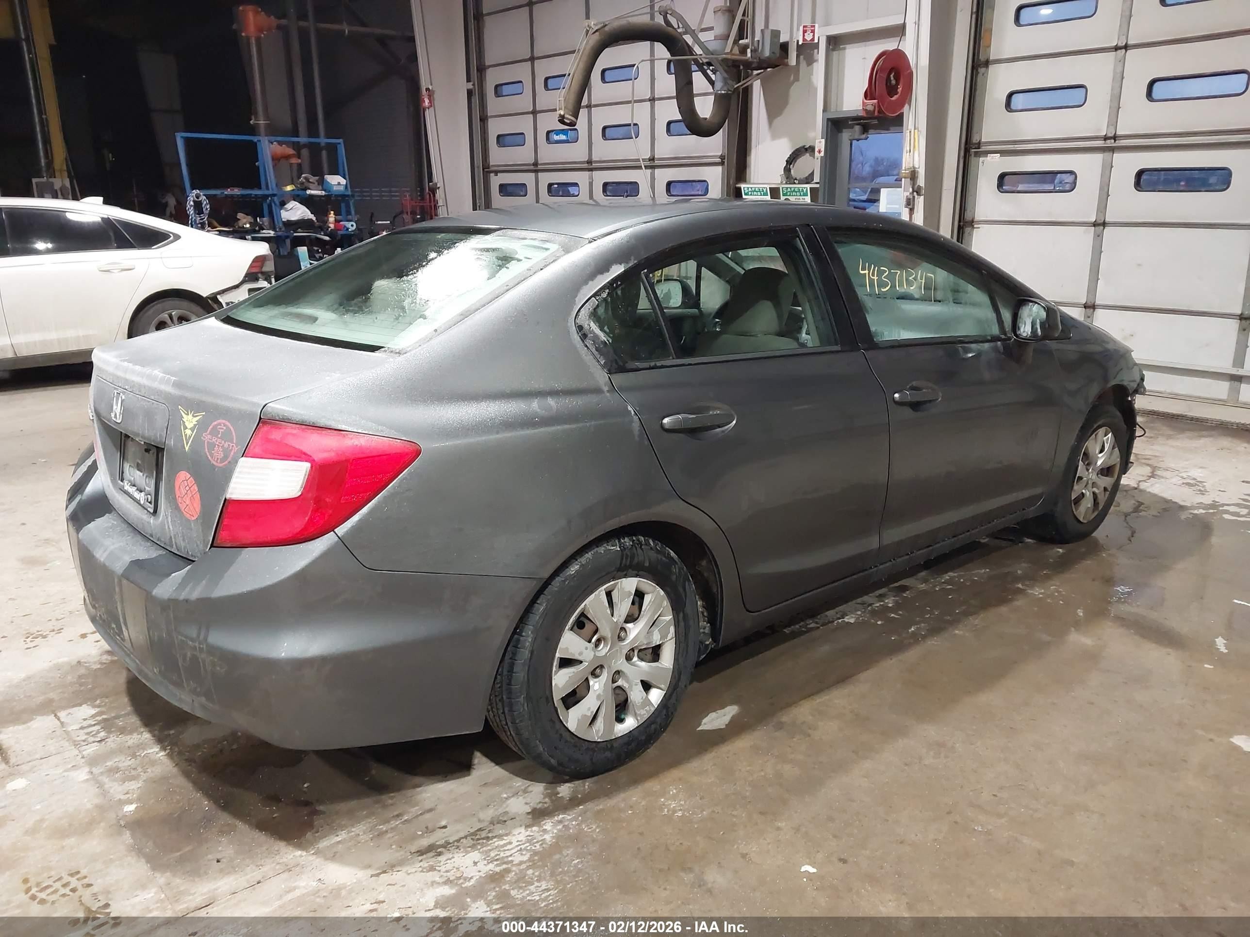 2012 Honda Civic Lx Gray vin: 19XFB2F57CE341992