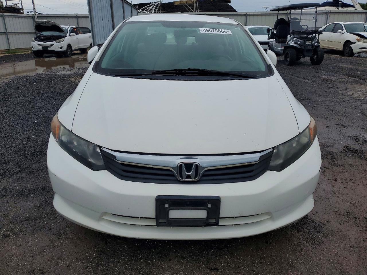 2012 Honda Civic Lx White vin: 19XFB2F57CE359490