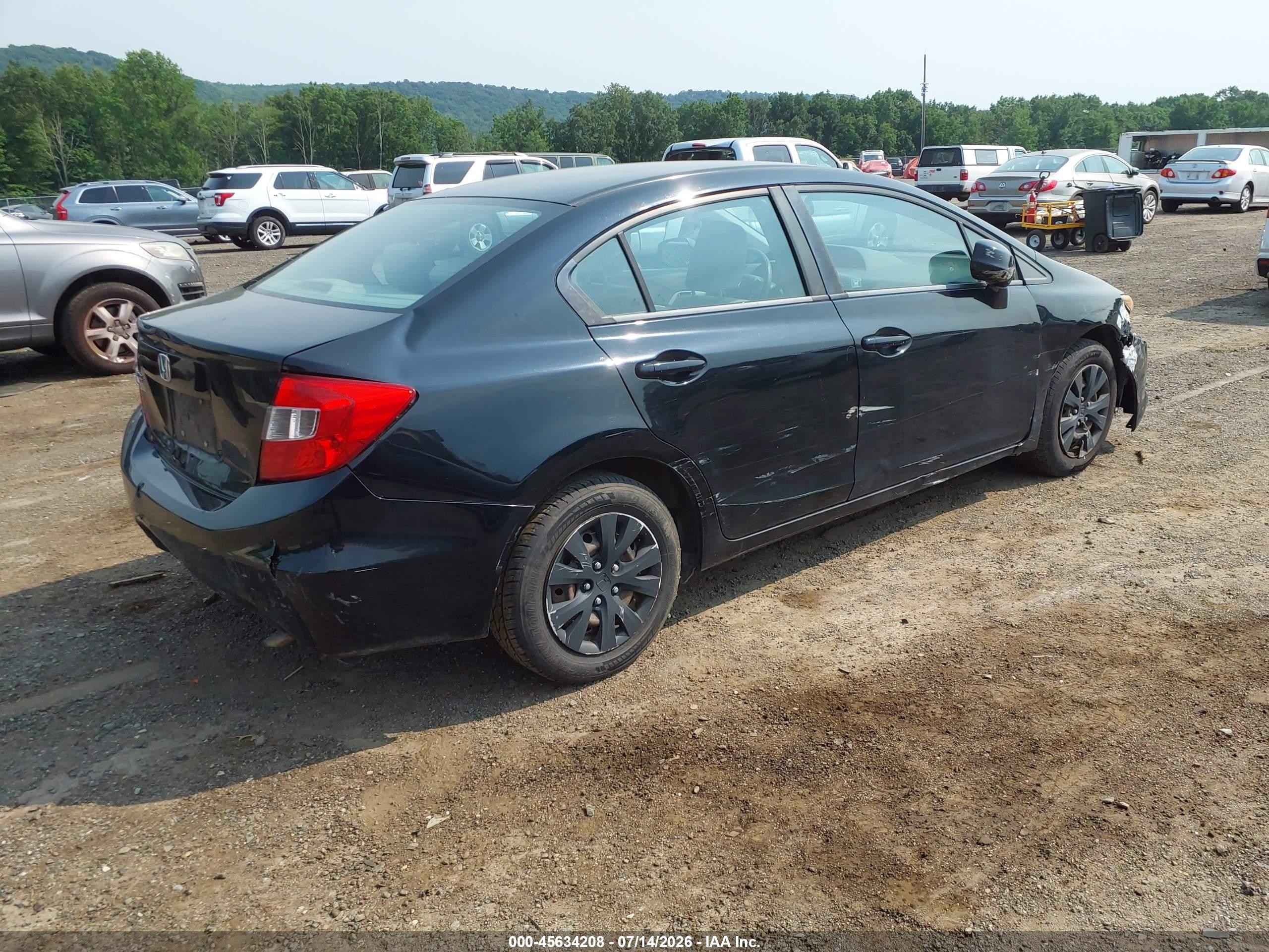 2012 Honda Civic Lx Black vin: 19XFB2F57CE360509