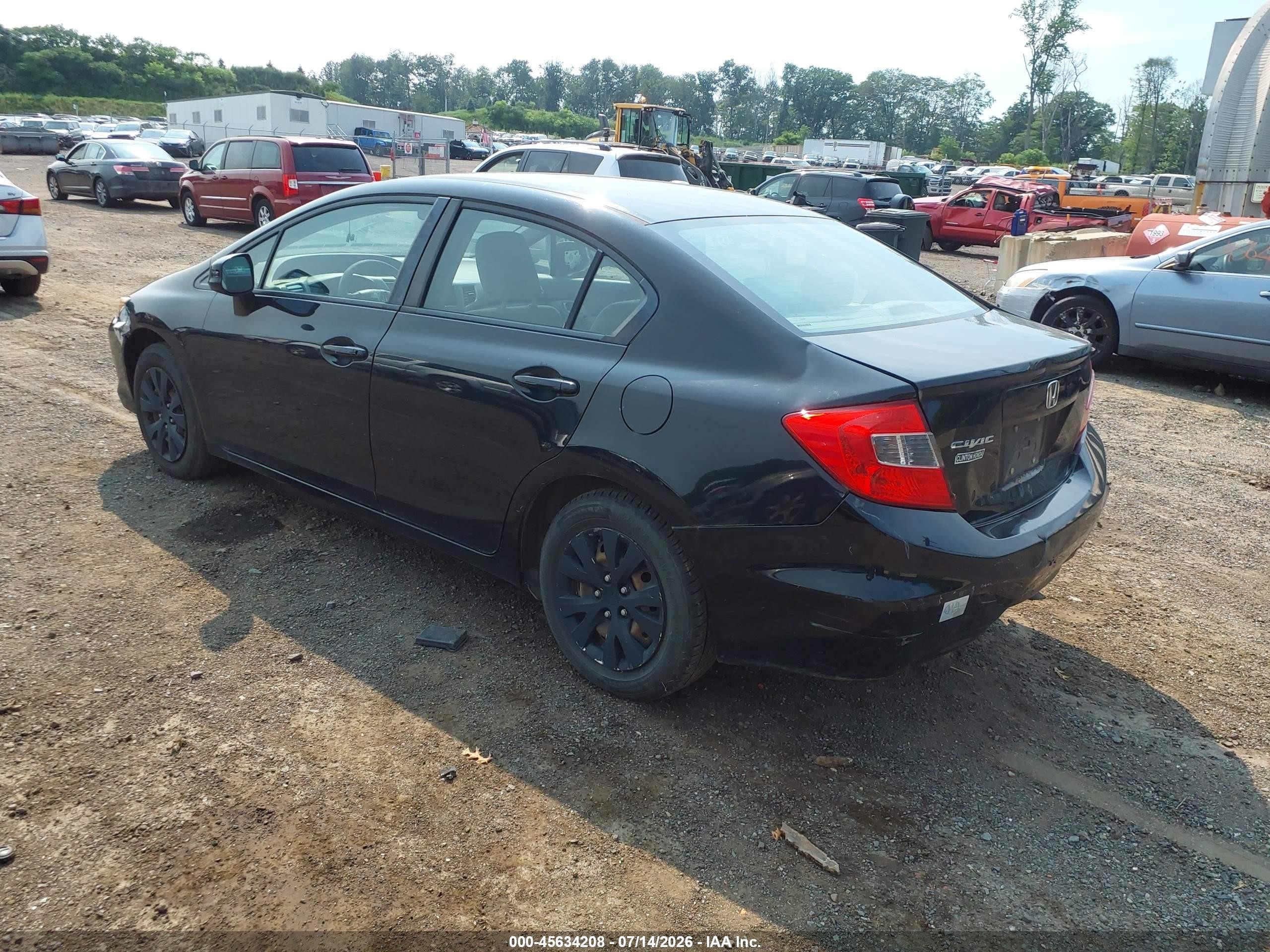 2012 Honda Civic Lx Black vin: 19XFB2F57CE360509
