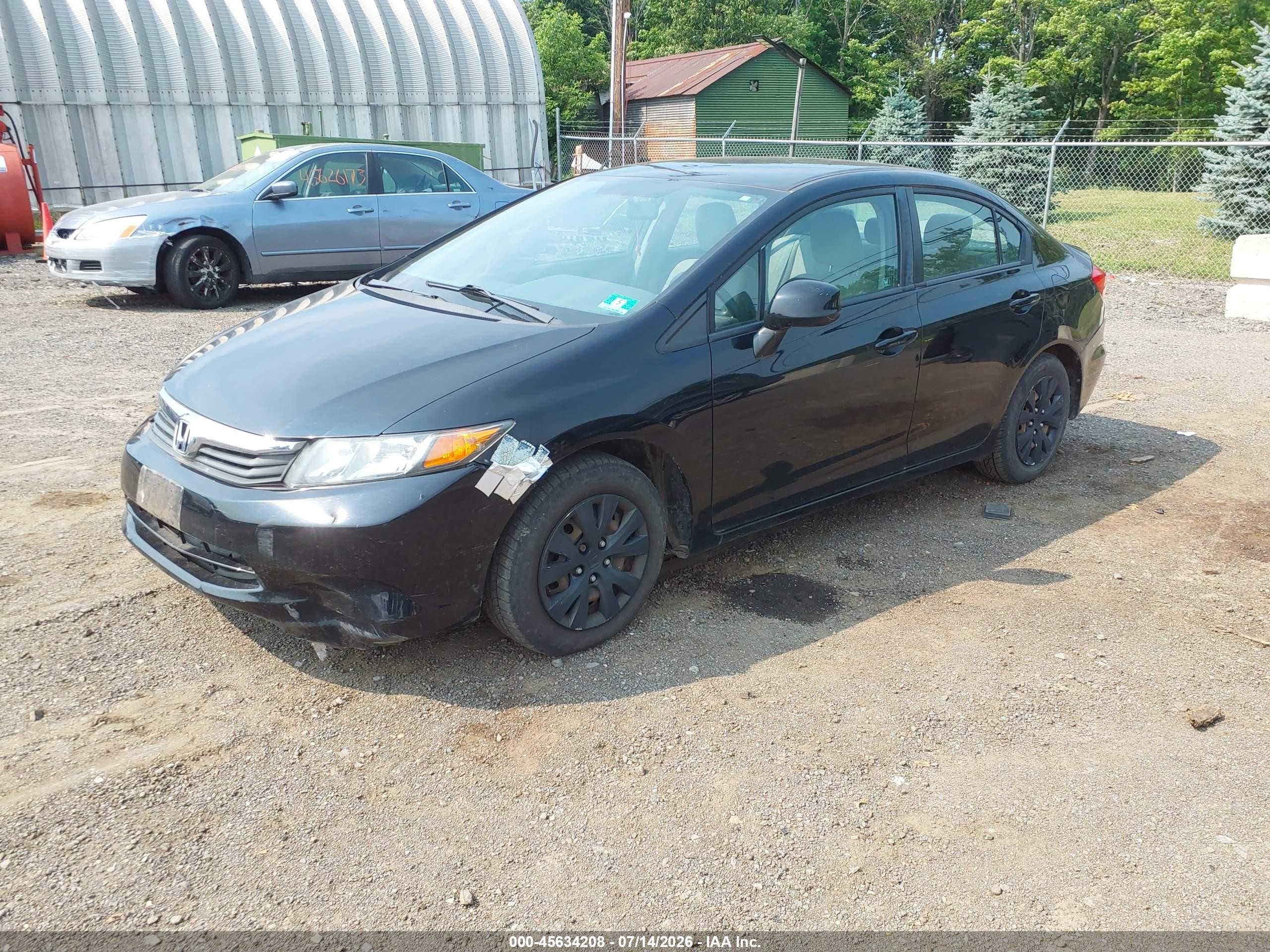 2012 Honda Civic Lx Black vin: 19XFB2F57CE360509