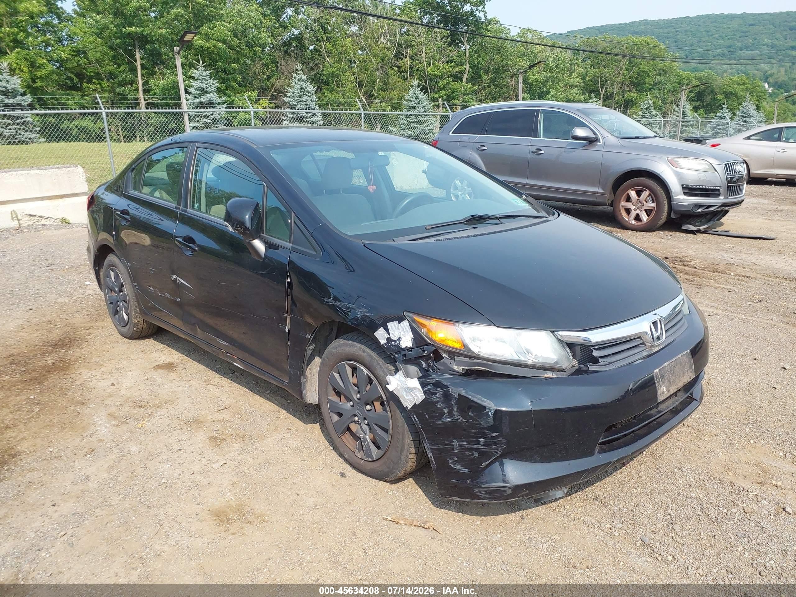 2012 Honda Civic Lx Black vin: 19XFB2F57CE360509