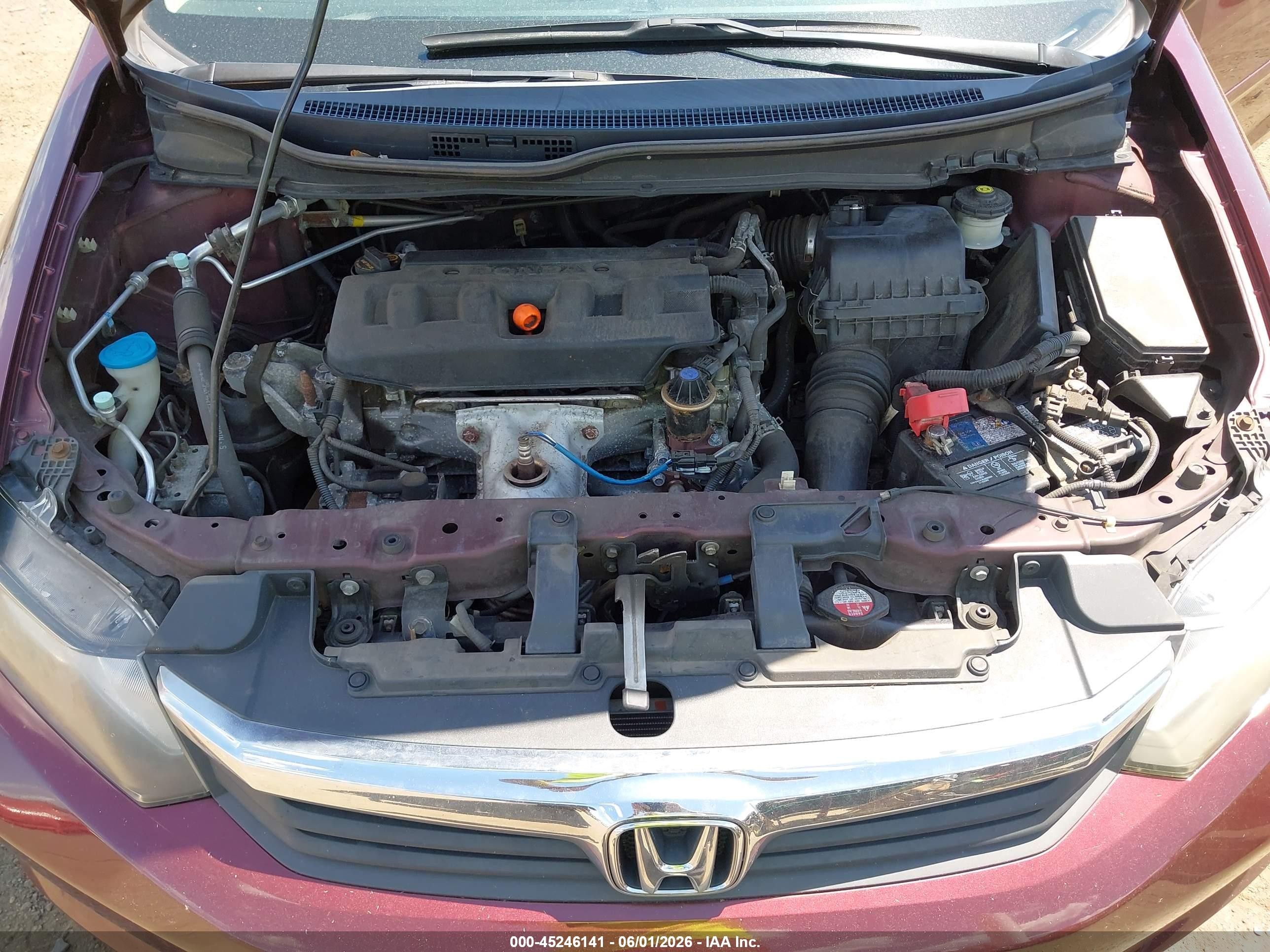 2012 Honda Civic Lx Красный vin: 19XFB2F57CE364141