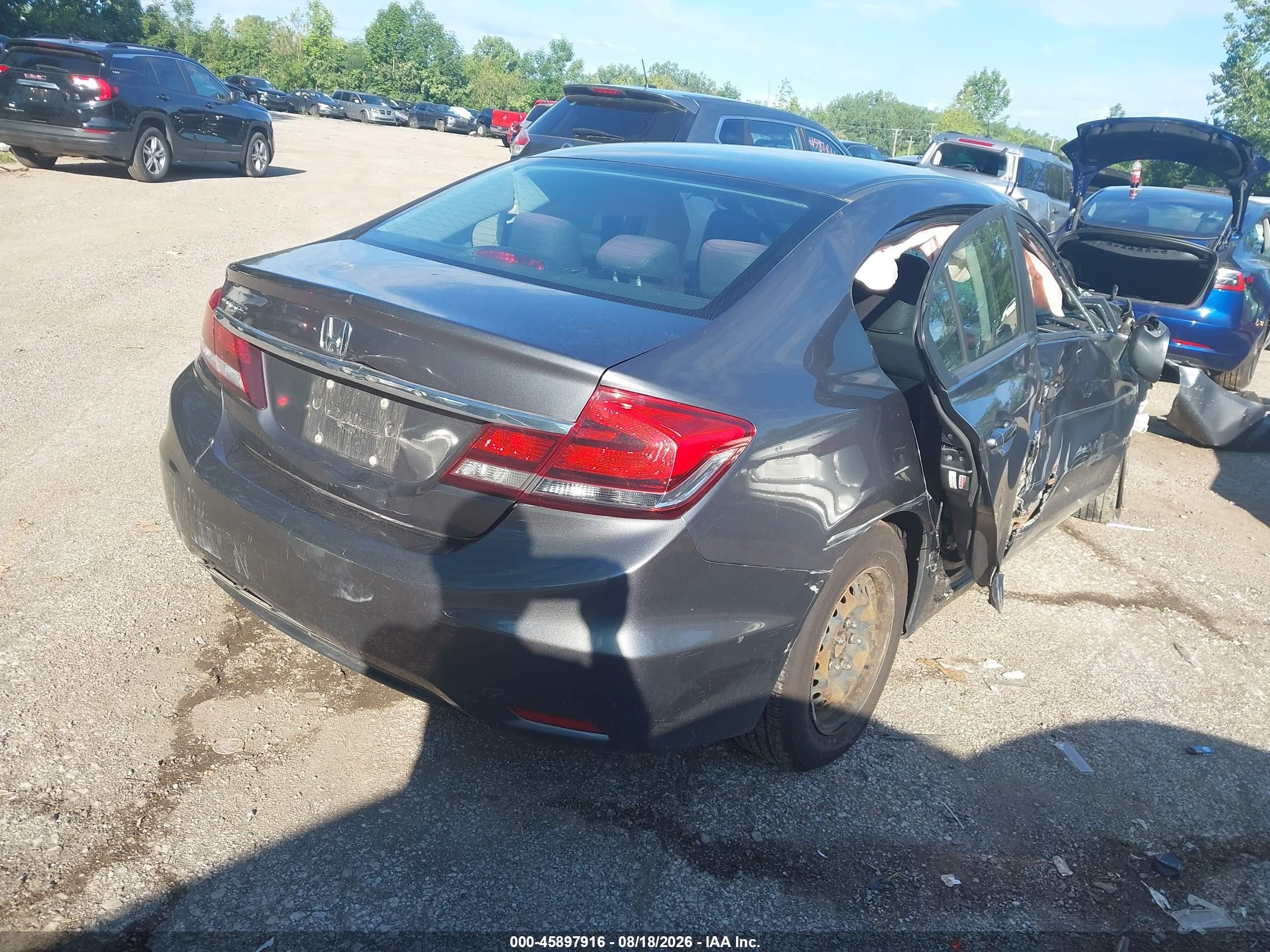 2013 Honda Civic Lx Gray vin: 19XFB2F57DE036848