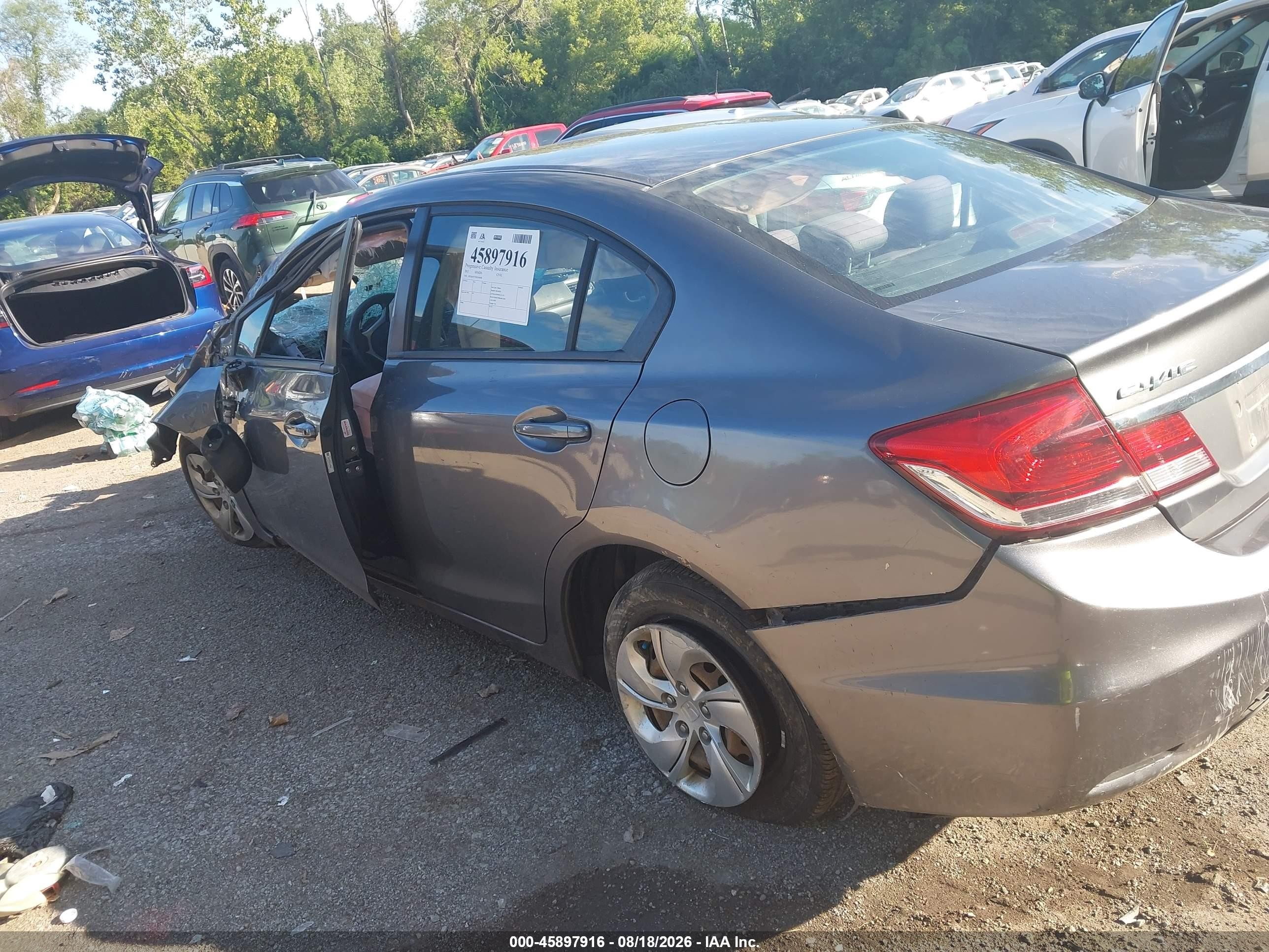 2013 Honda Civic Lx Gray vin: 19XFB2F57DE036848