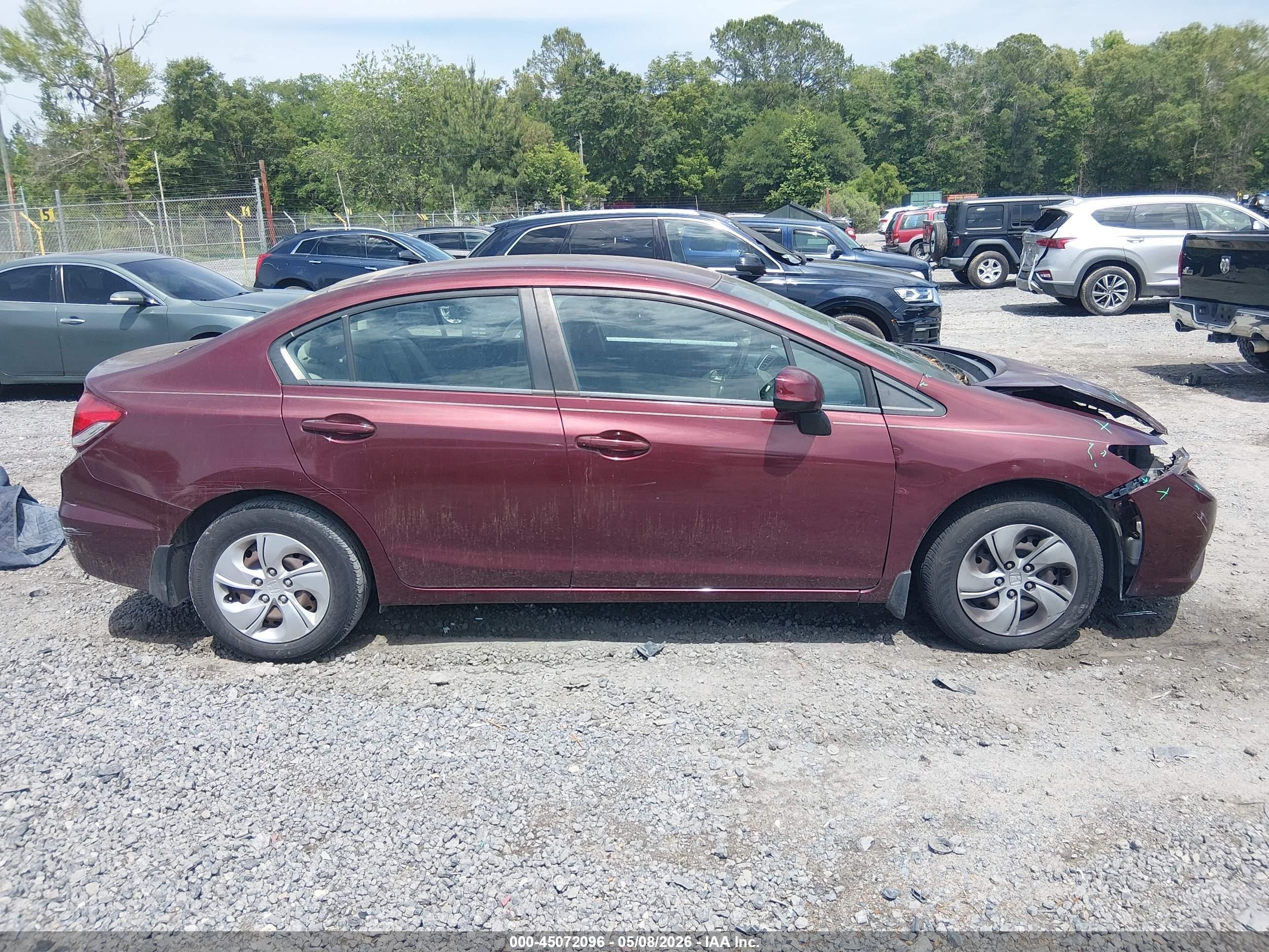2013 Honda Civic Lx Бордовый vin: 19XFB2F57DE042956