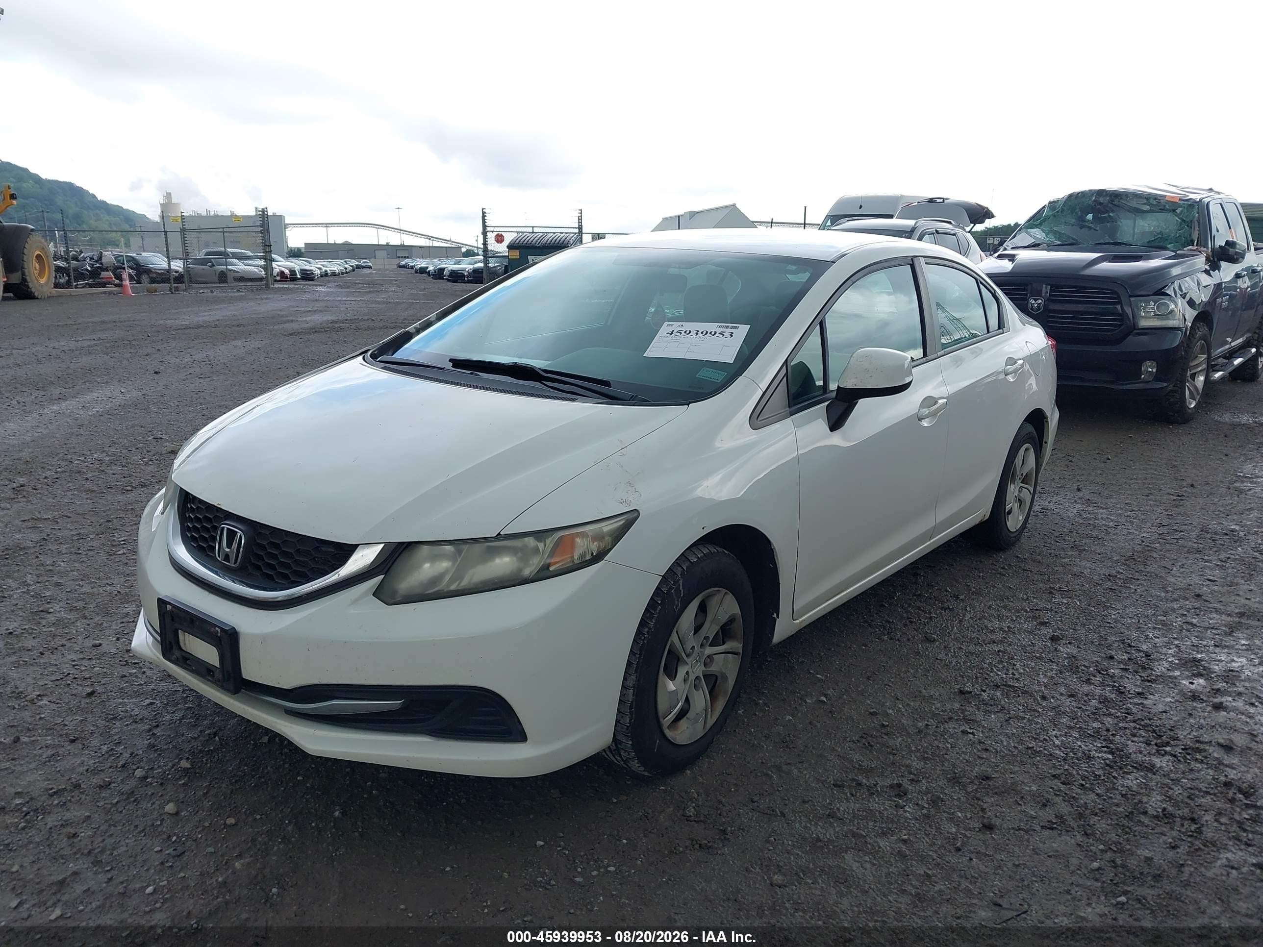 2013 Honda Civic Lx White vin: 19XFB2F57DE066285