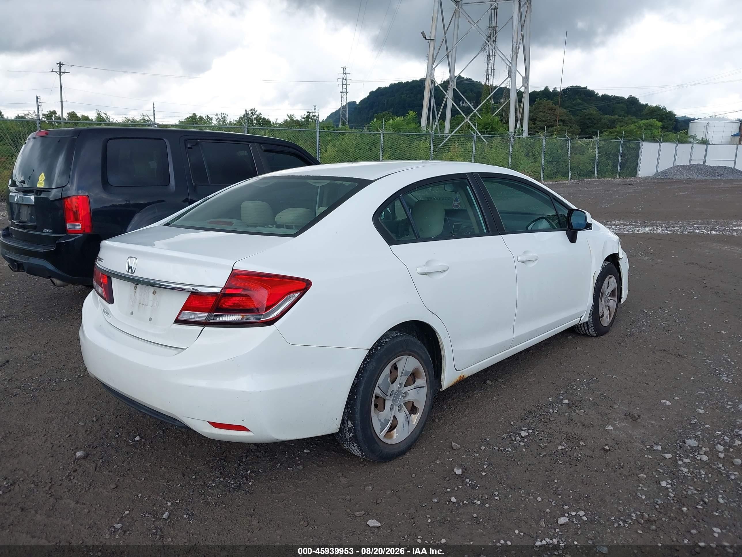 2013 Honda Civic Lx White vin: 19XFB2F57DE066285