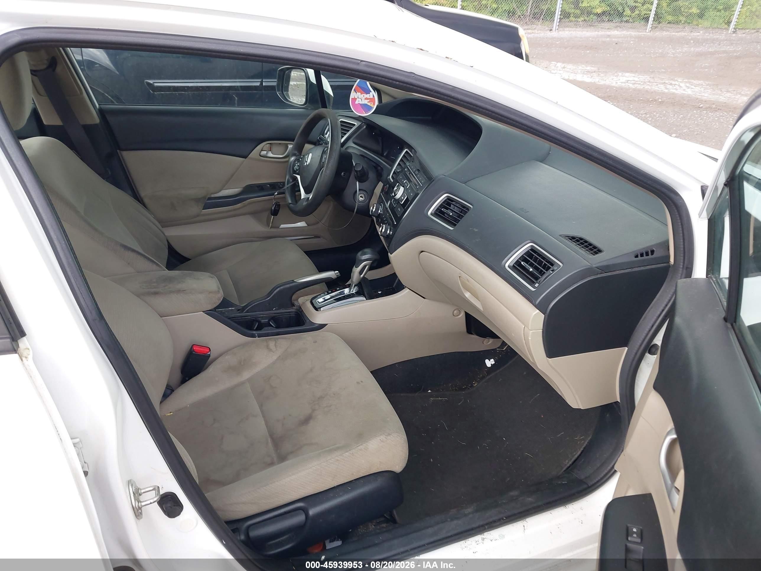 2013 Honda Civic Lx White vin: 19XFB2F57DE066285