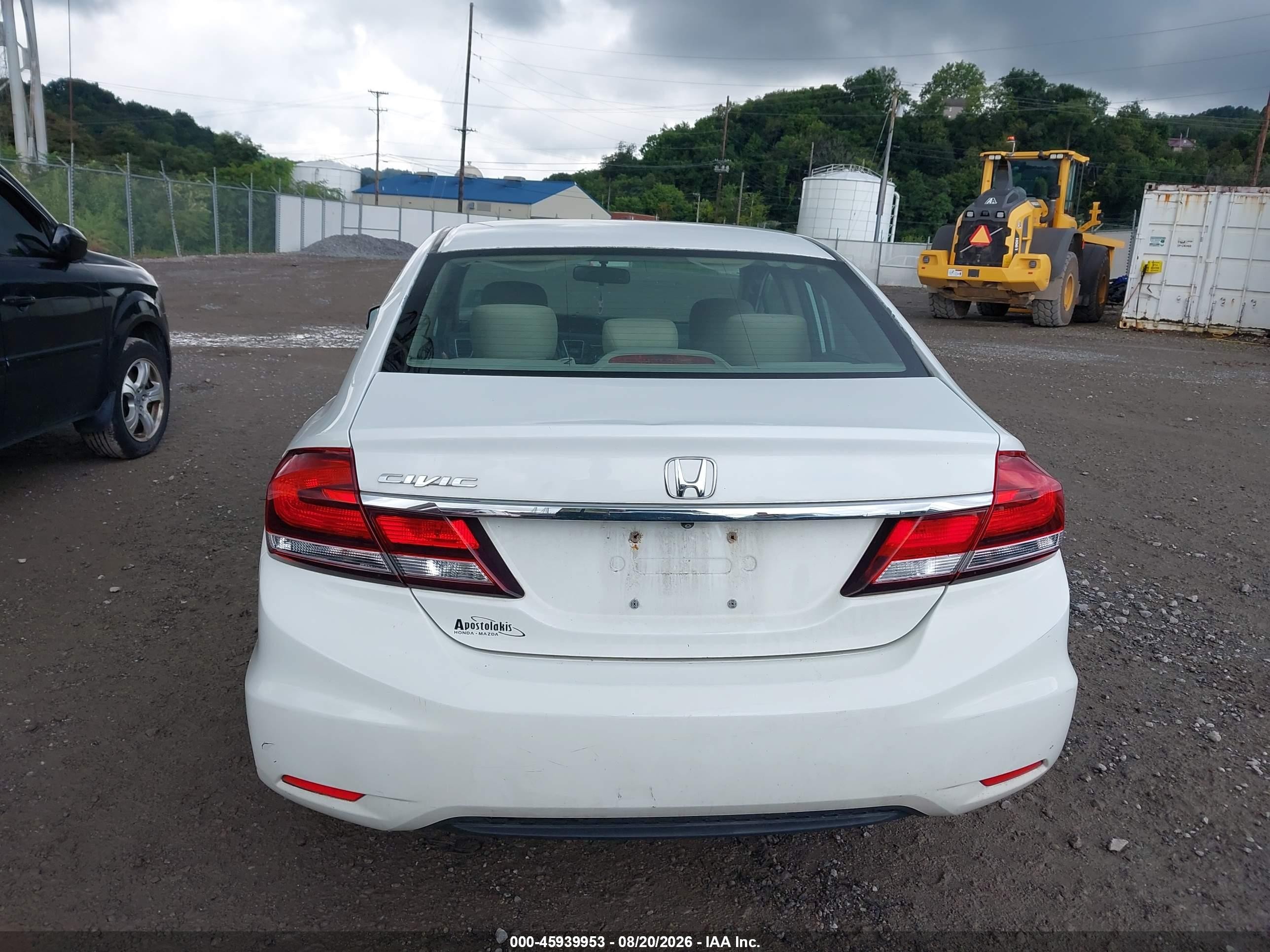 2013 Honda Civic Lx White vin: 19XFB2F57DE066285