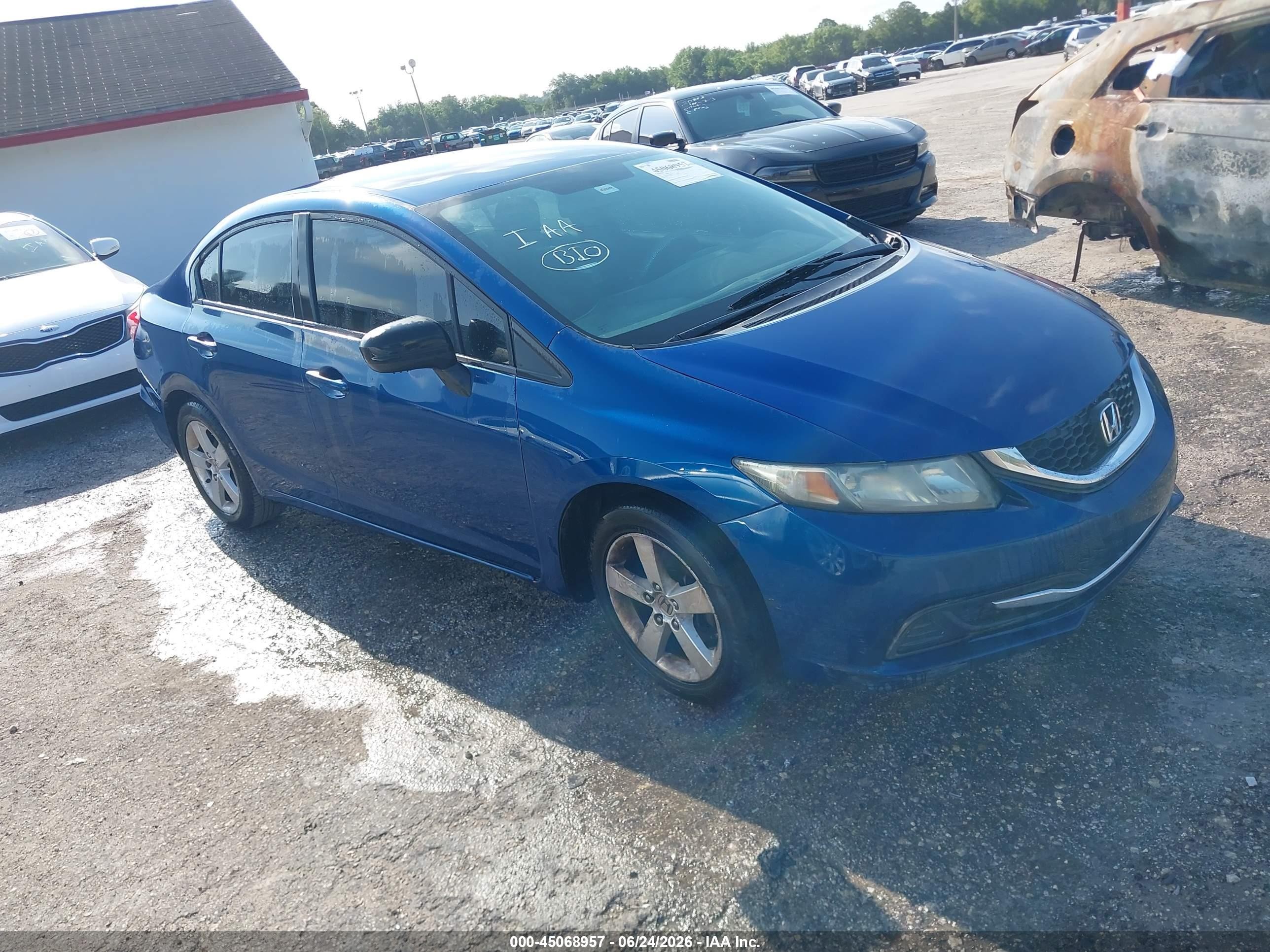 2013 Honda Civic Lx Blue vin: 19XFB2F57DE086875