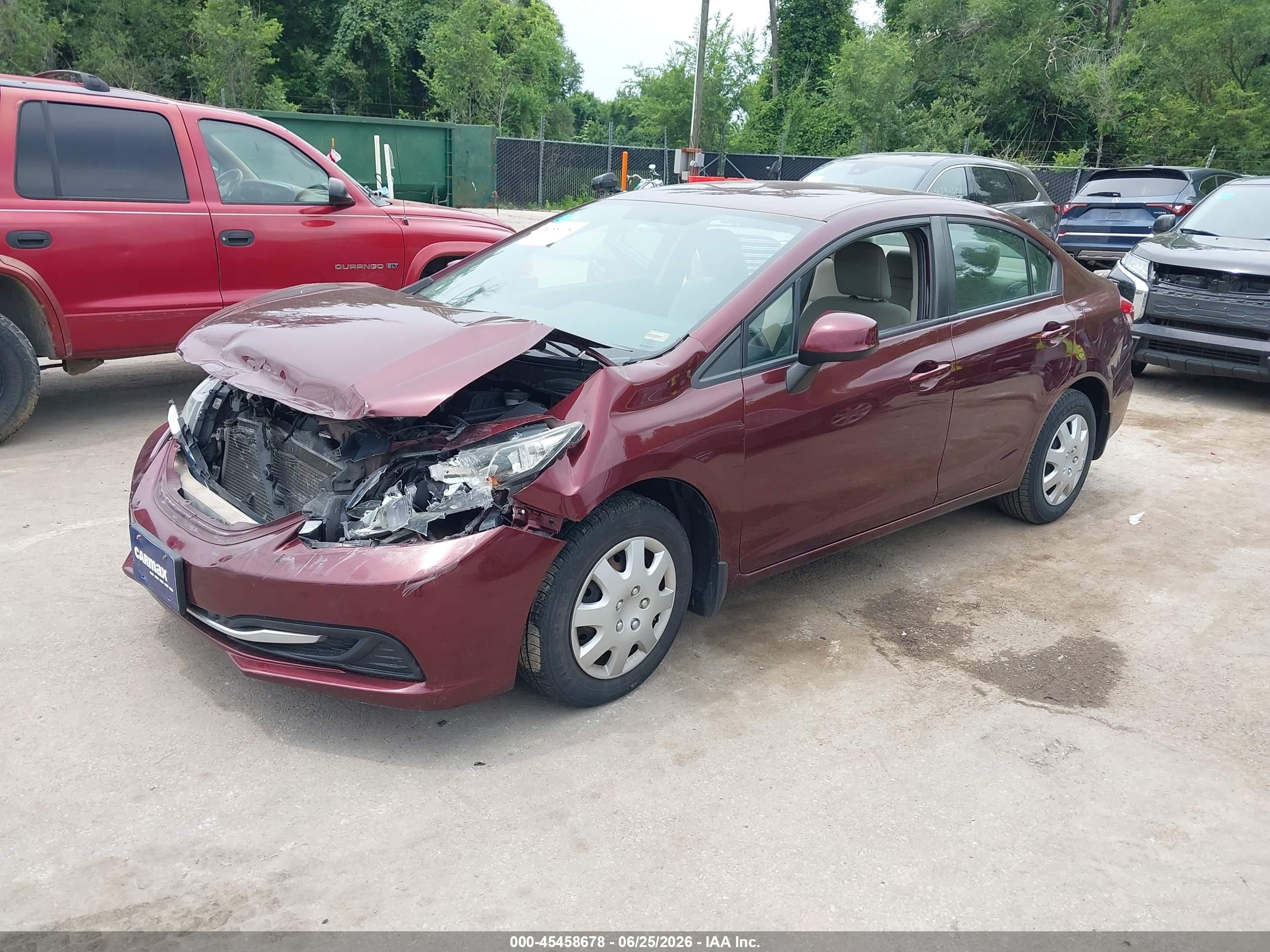 2013 Honda Civic Lx Maroon vin: 19XFB2F57DE089694