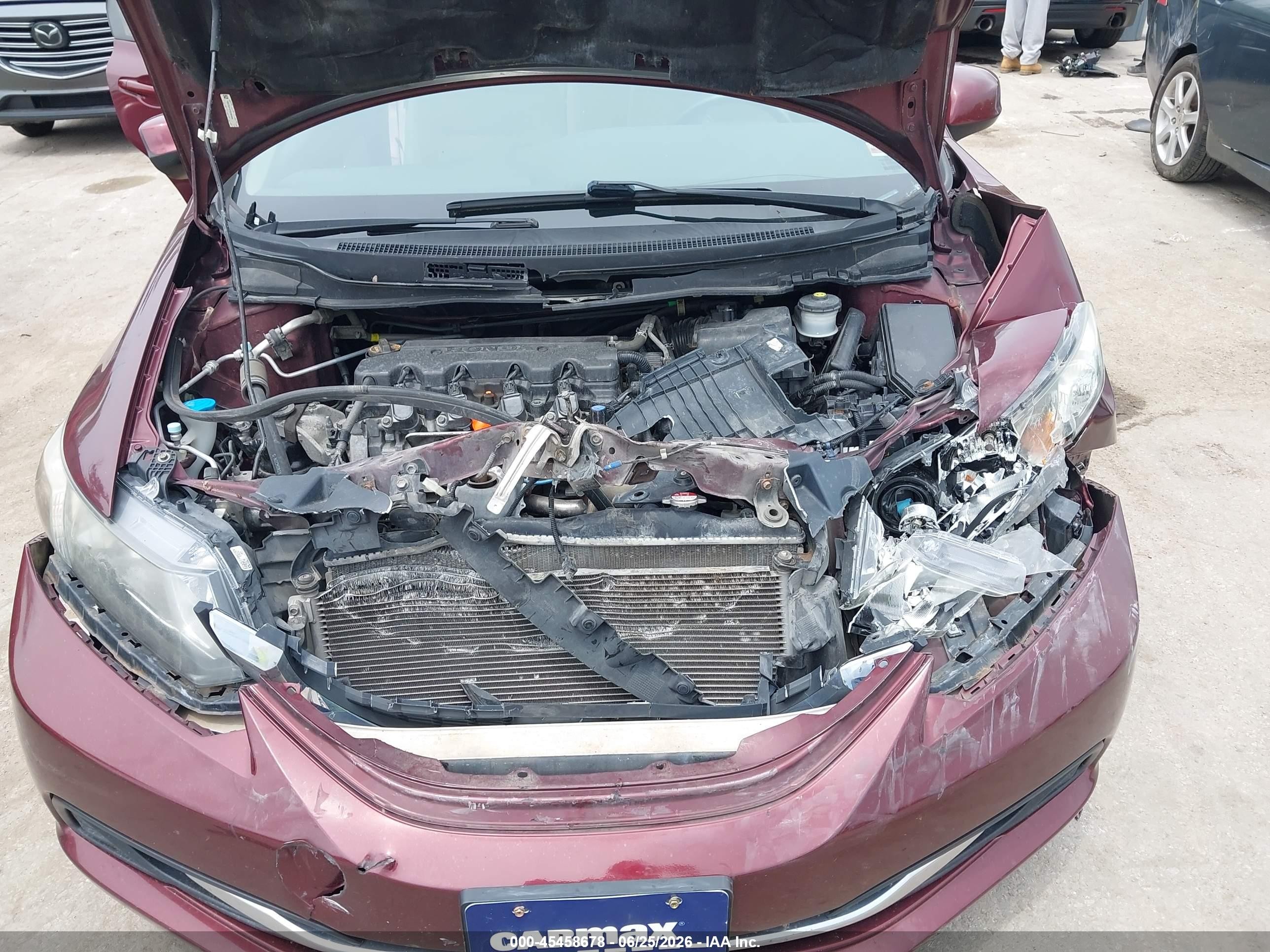 2013 Honda Civic Lx Maroon vin: 19XFB2F57DE089694