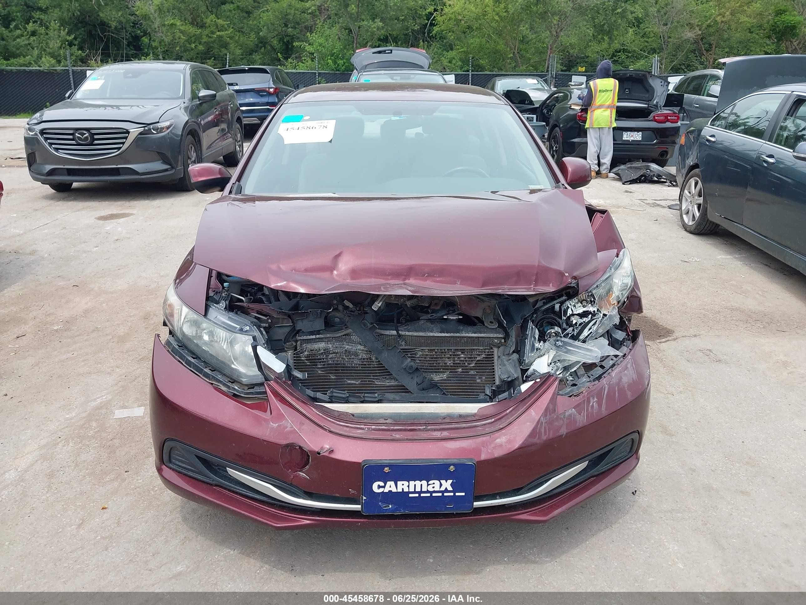 2013 Honda Civic Lx Maroon vin: 19XFB2F57DE089694