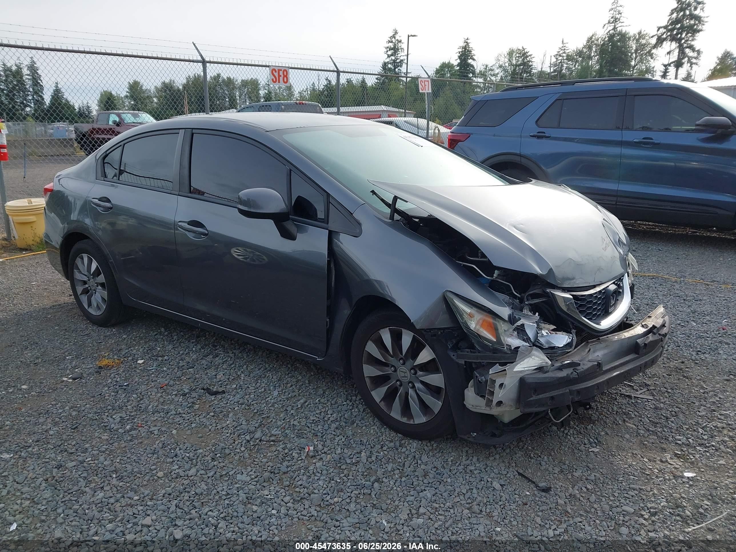 2013 Honda Civic Lx Gray vin: 19XFB2F57DE201622