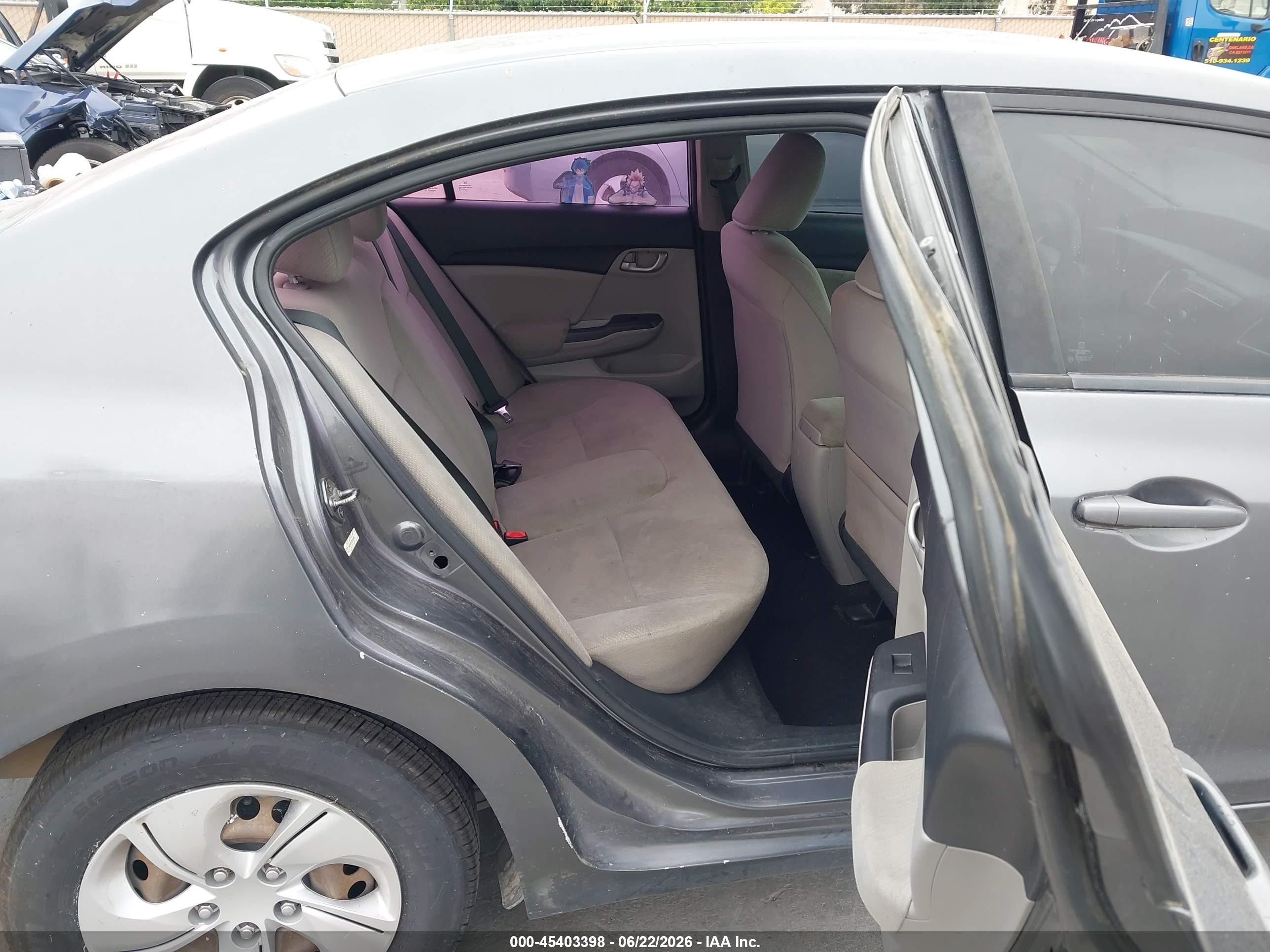 2013 Honda Civic Lx Gray vin: 19XFB2F57DE226360