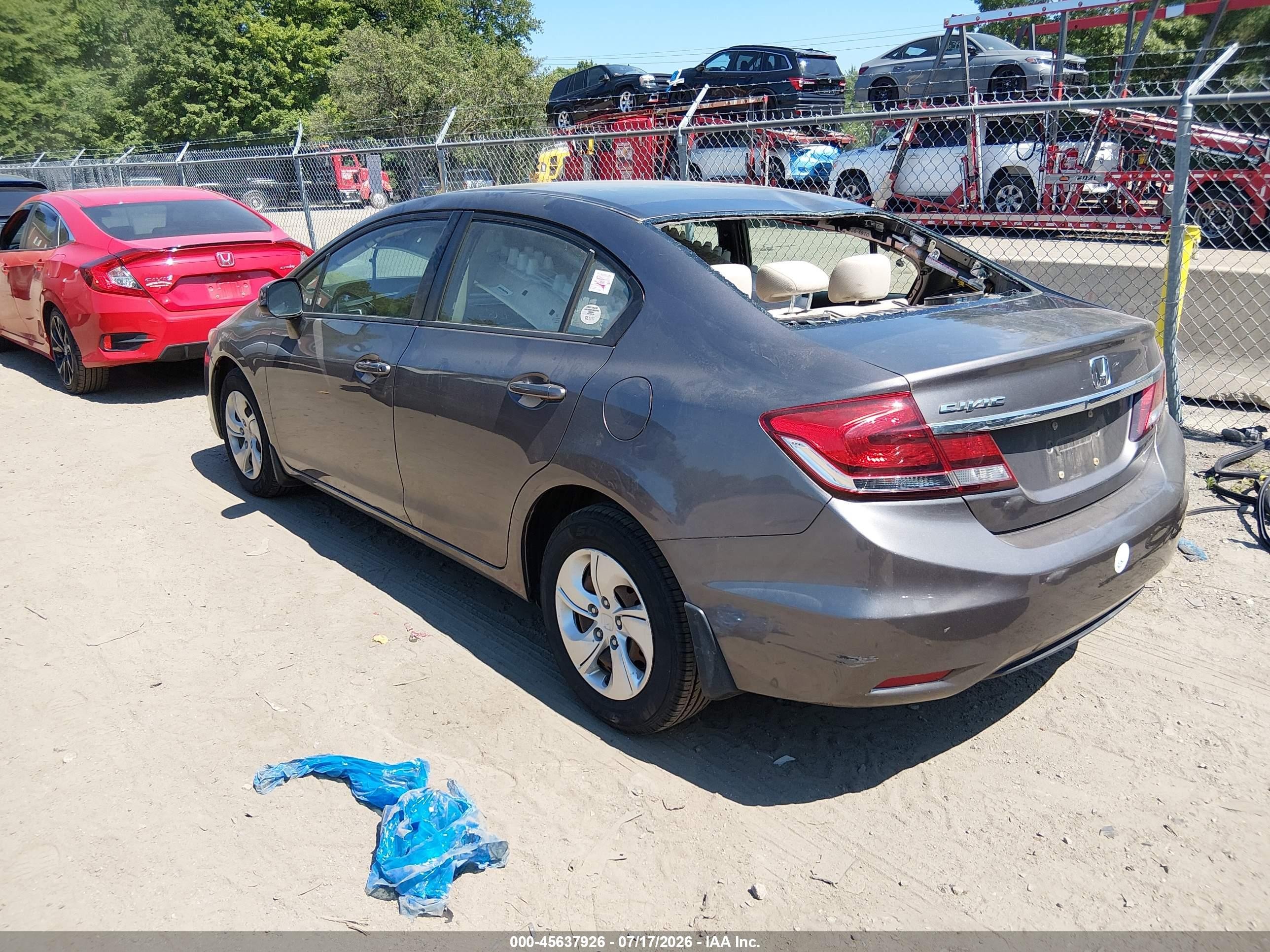 2013 Honda Civic Lx Gray vin: 19XFB2F57DE228657
