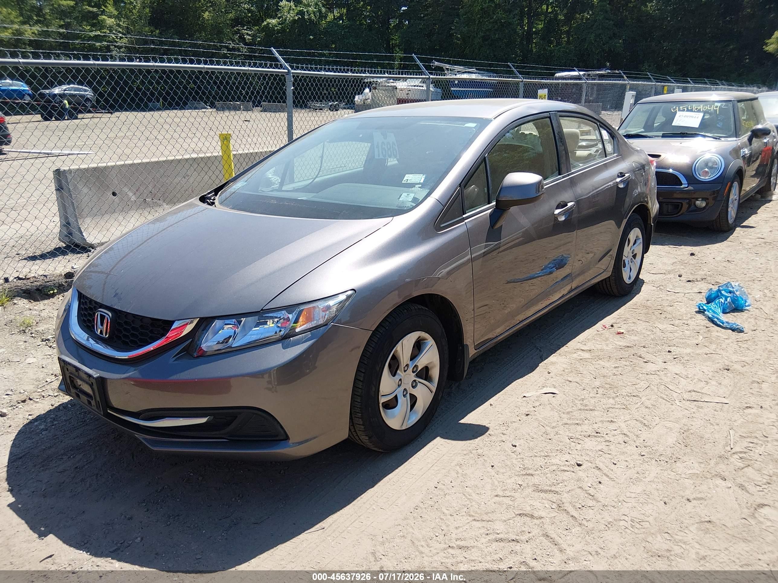 2013 Honda Civic Lx Gray vin: 19XFB2F57DE228657