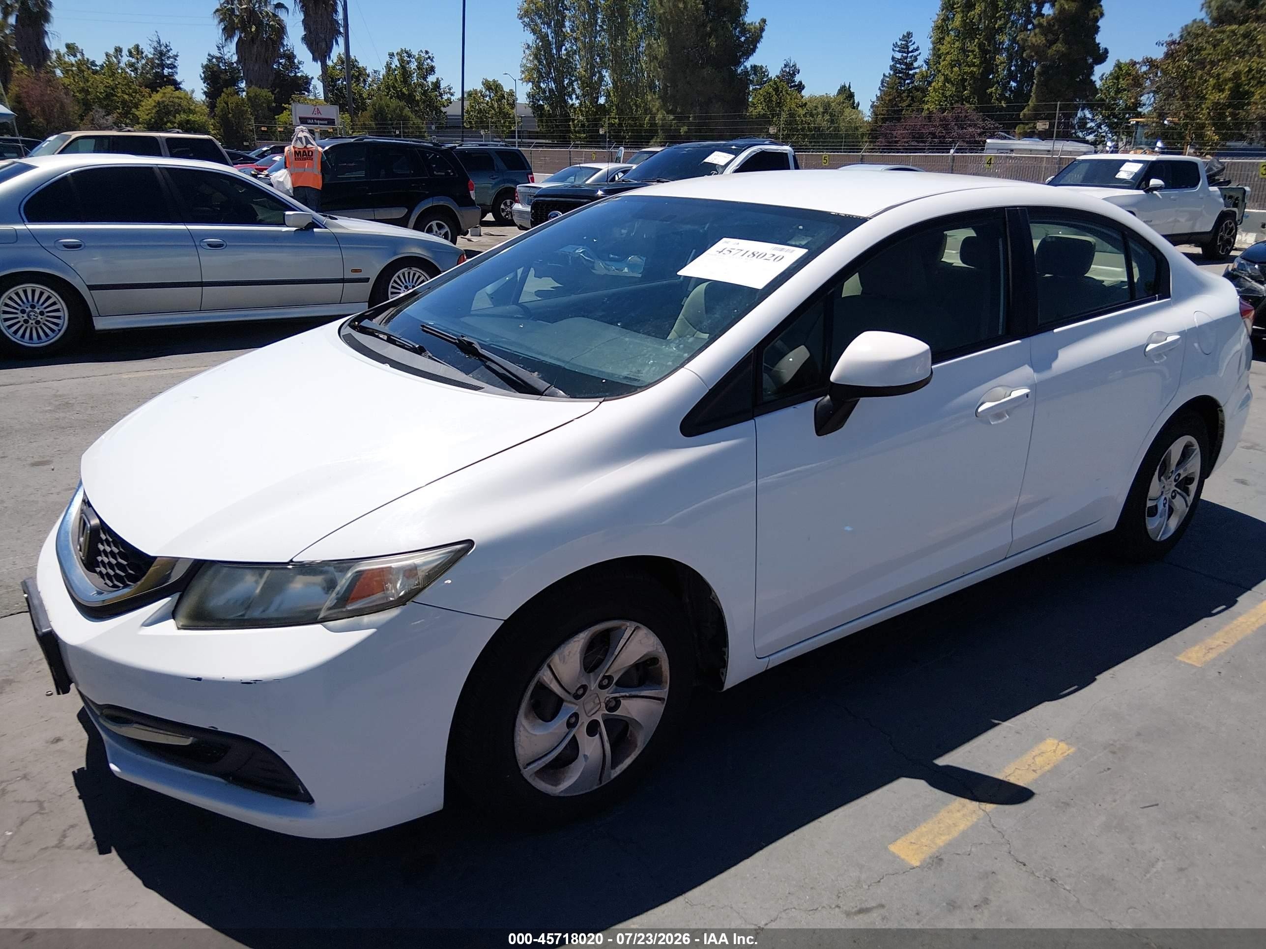 2013 Honda Civic Lx White vin: 19XFB2F57DE232126