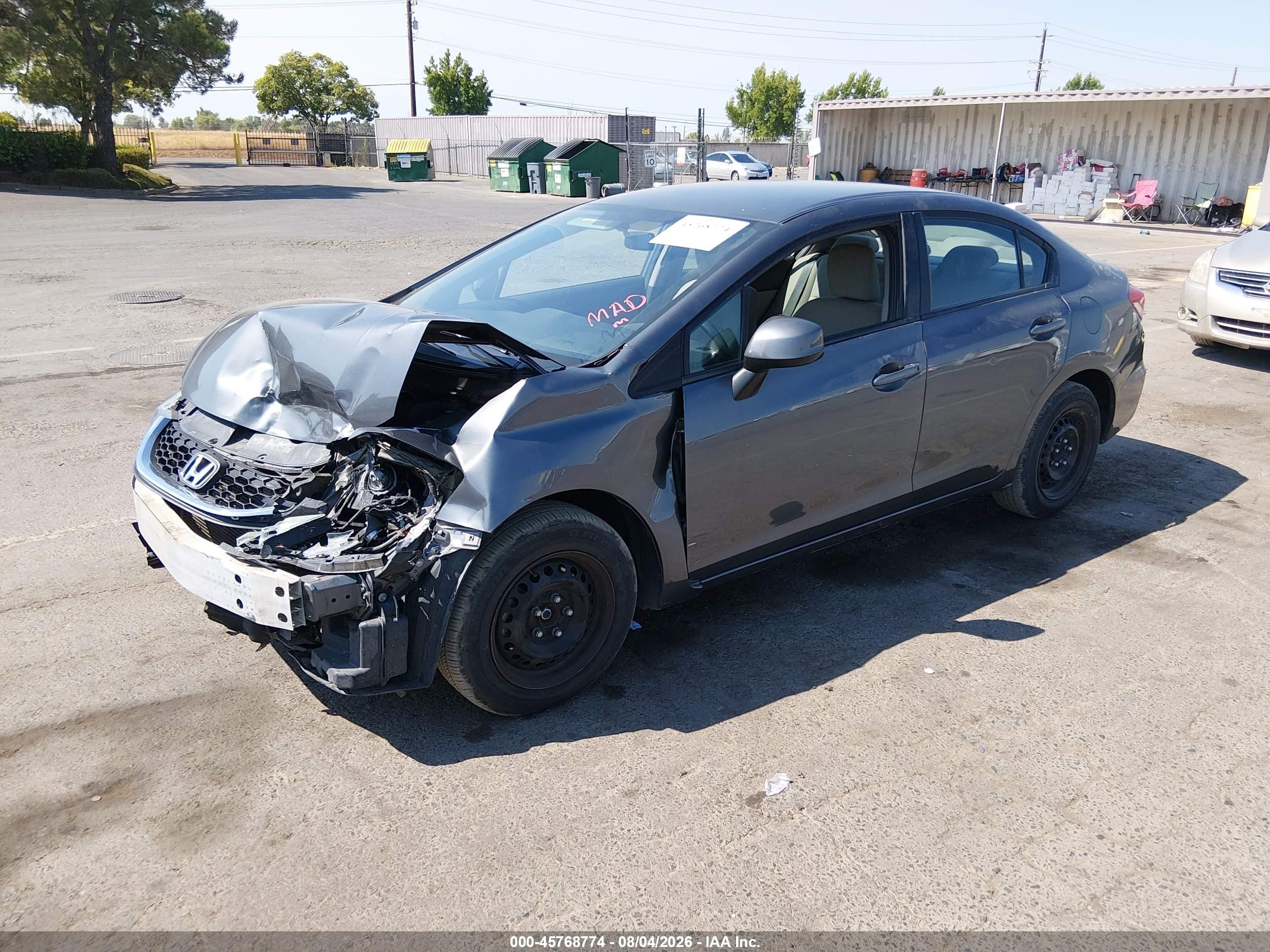 2013 Honda Civic Lx Gray vin: 19XFB2F57DE256166