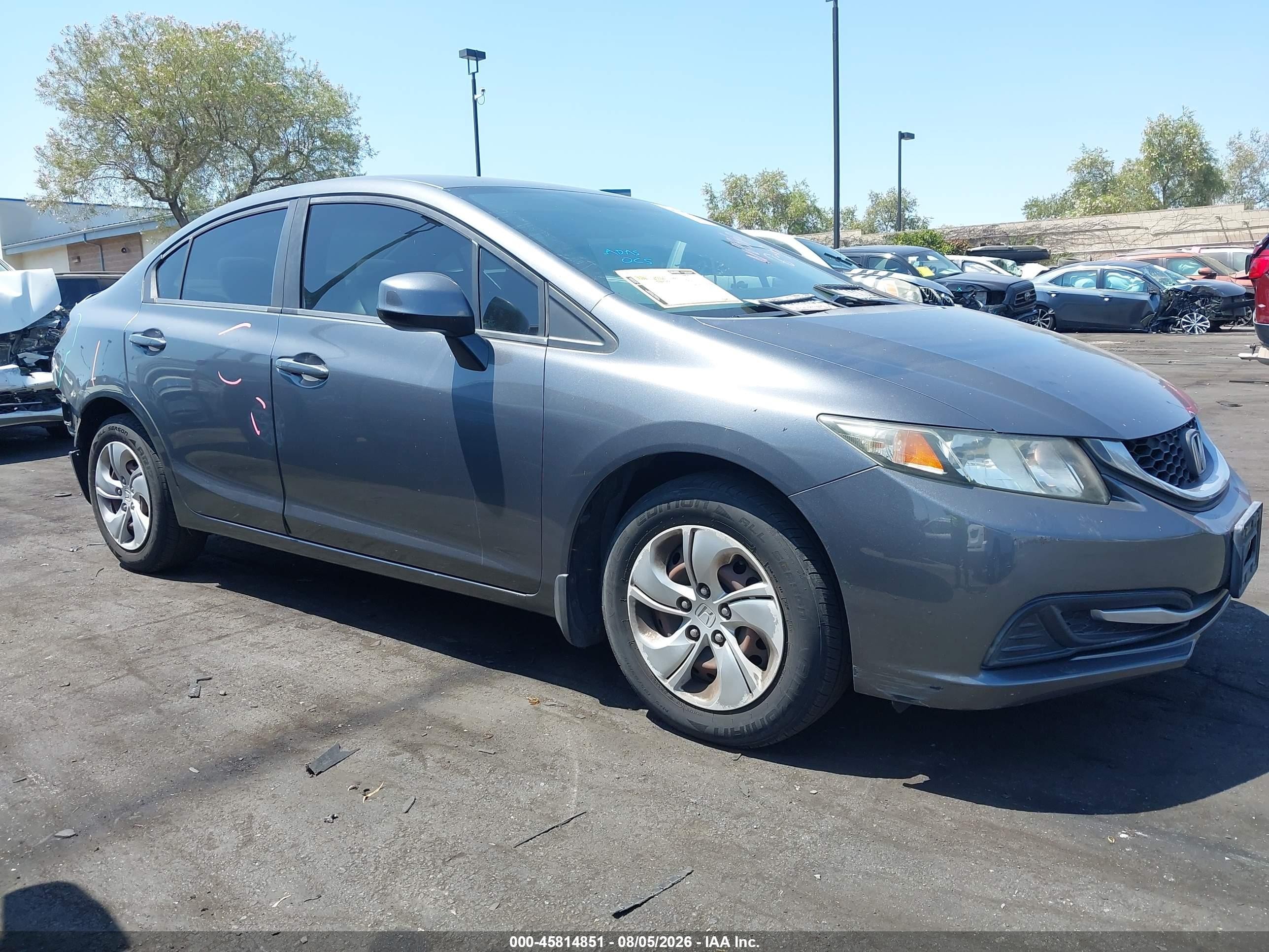 2013 Honda Civic Lx Gray vin: 19XFB2F57DE272626