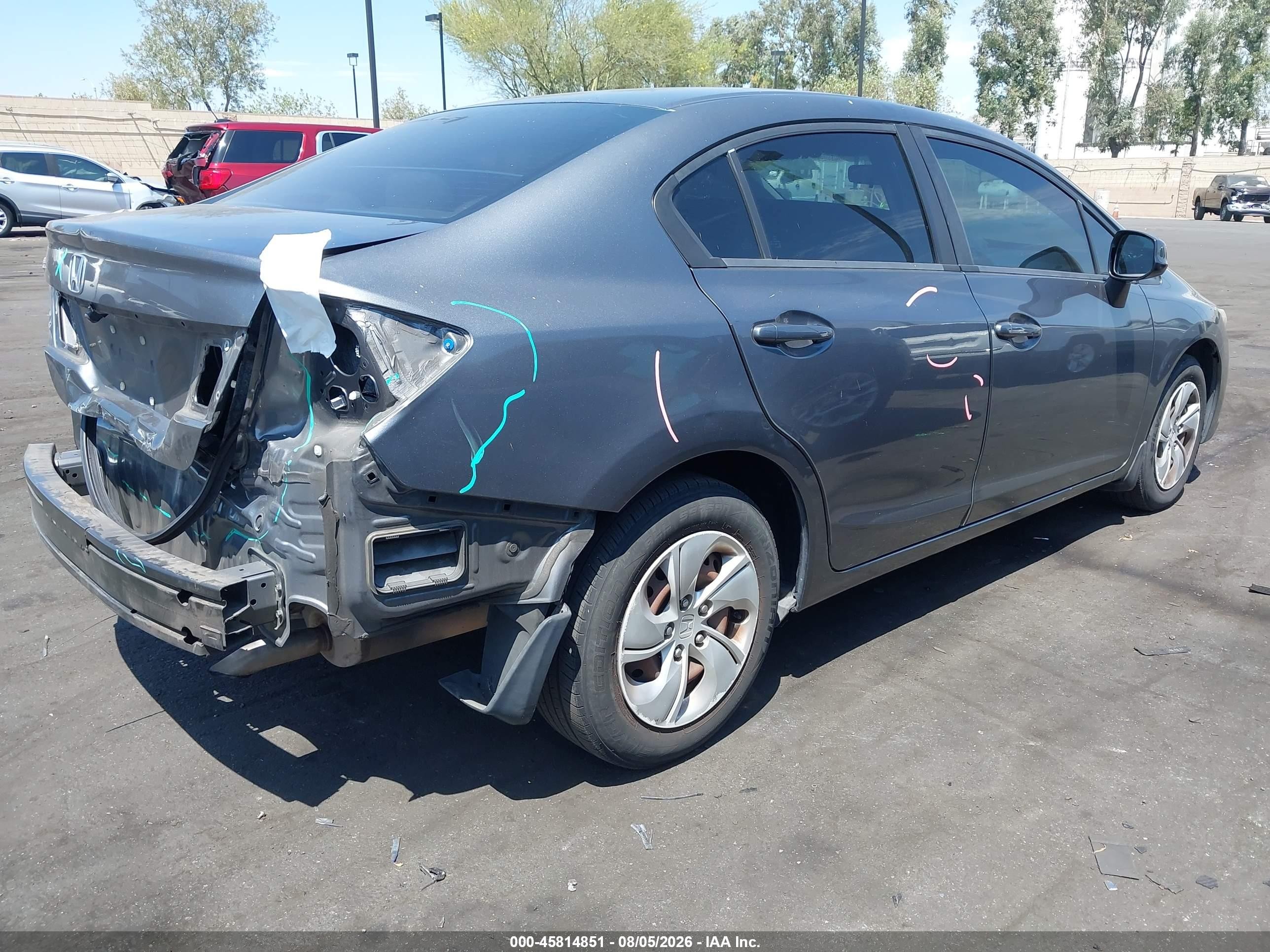 2013 Honda Civic Lx Gray vin: 19XFB2F57DE272626