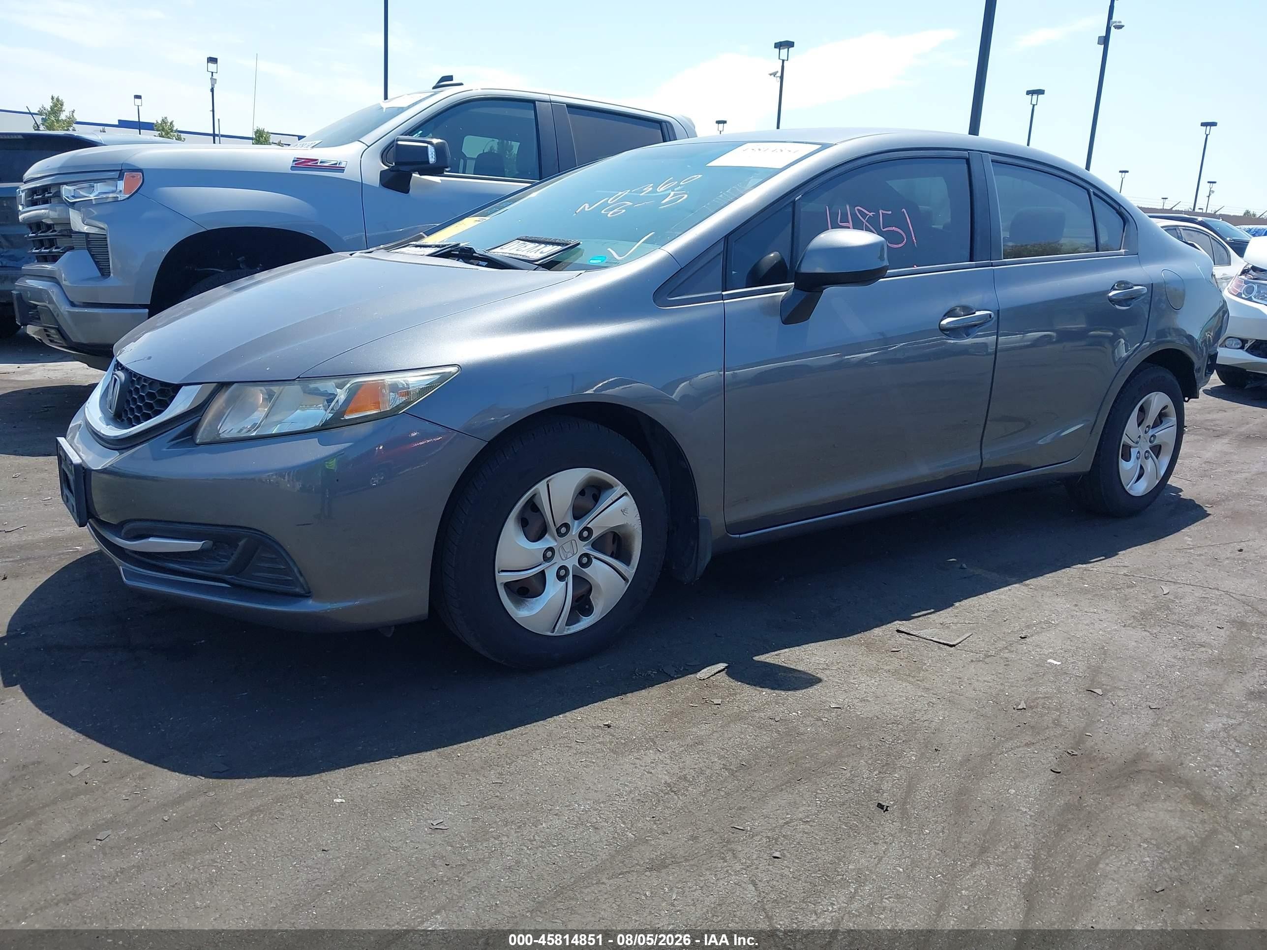 2013 Honda Civic Lx Gray vin: 19XFB2F57DE272626