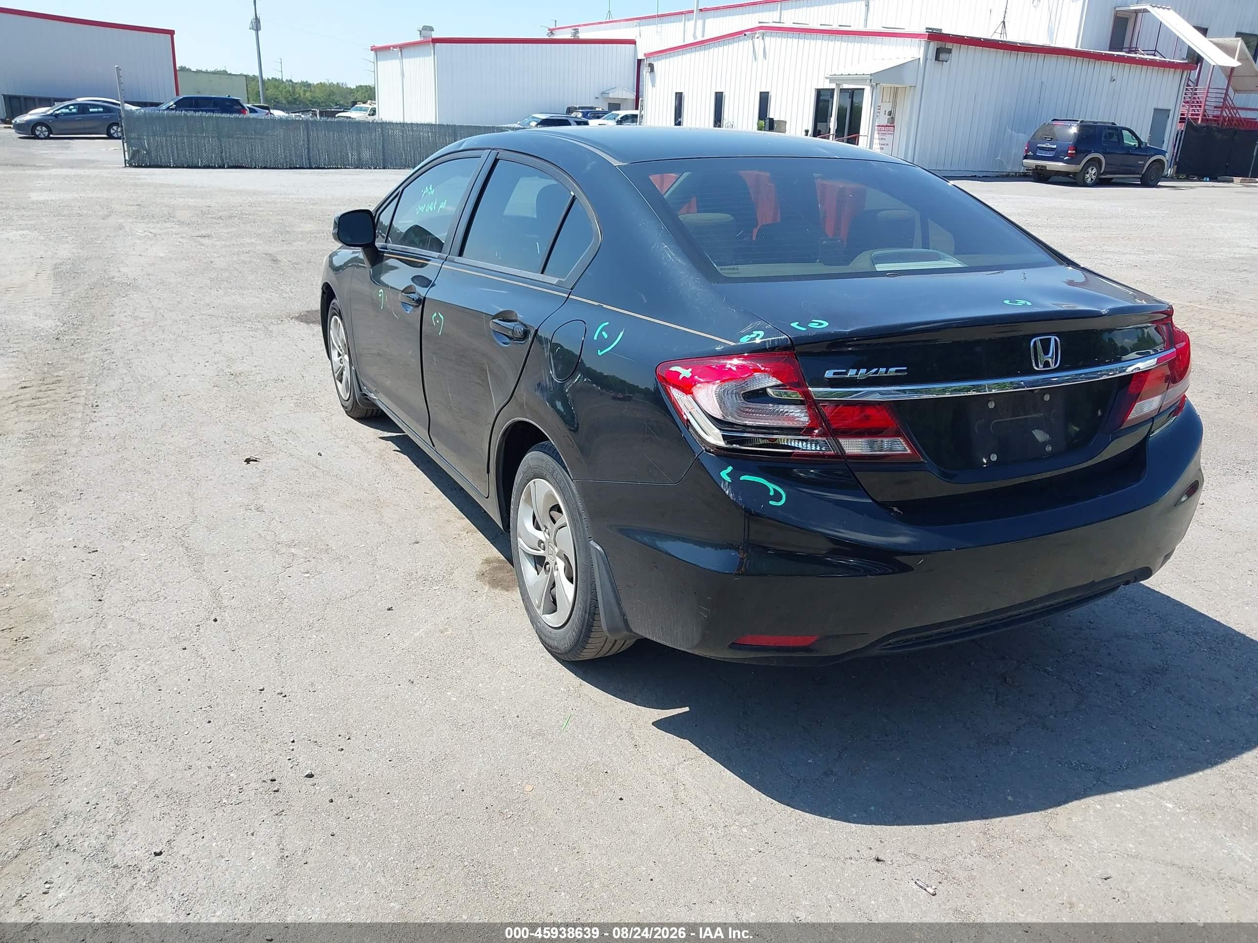2013 Honda Civic Lx Black vin: 19XFB2F57DE278314
