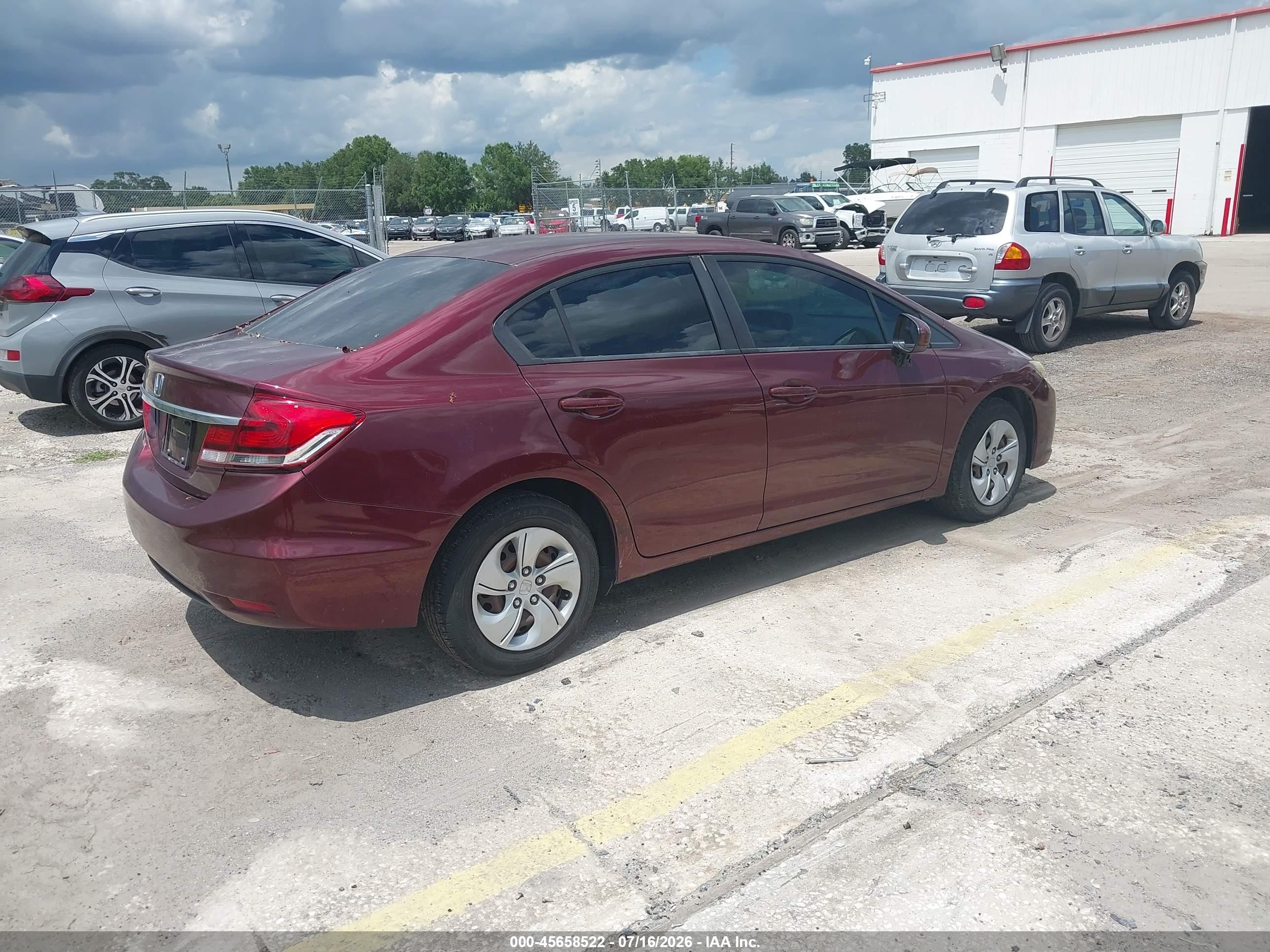 2014 Honda Civic Lx Burgundy vin: 19XFB2F57EE017458