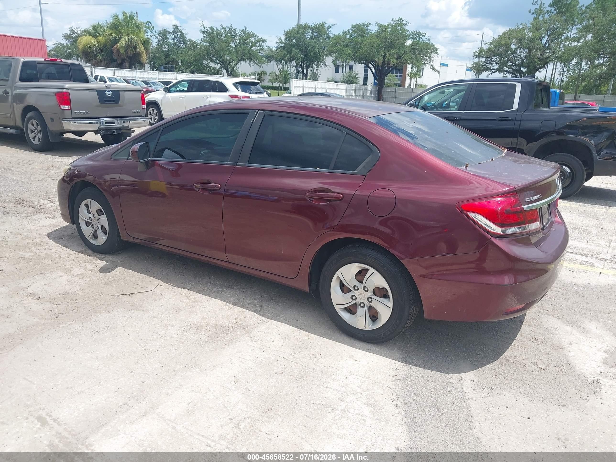 2014 Honda Civic Lx Burgundy vin: 19XFB2F57EE017458
