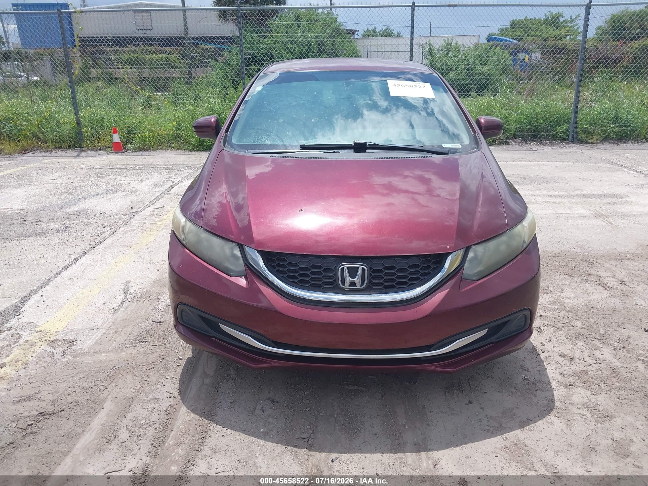 2014 Honda Civic Lx Burgundy vin: 19XFB2F57EE017458