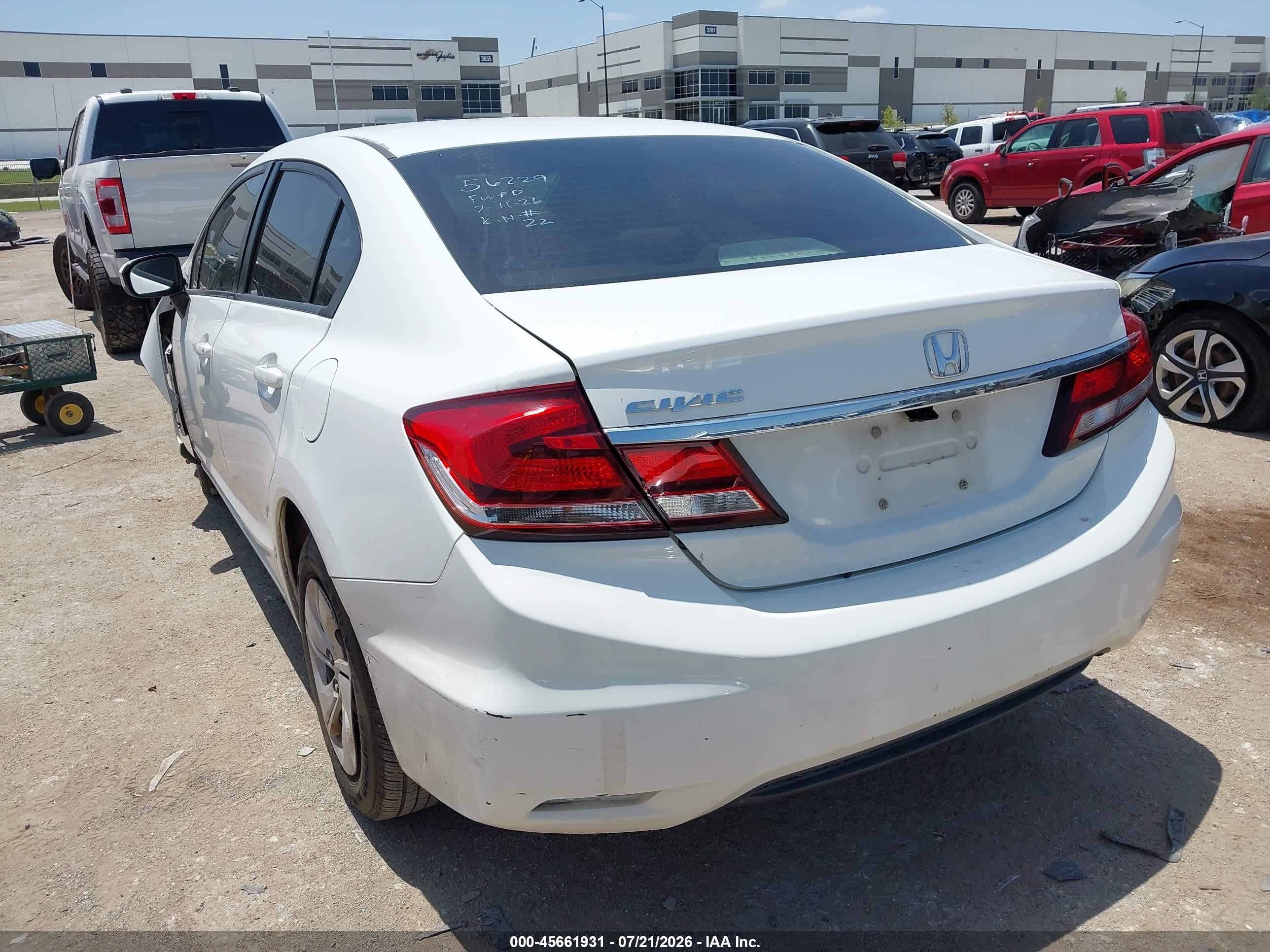 2014 Honda Civic Lx White vin: 19XFB2F57EE043199