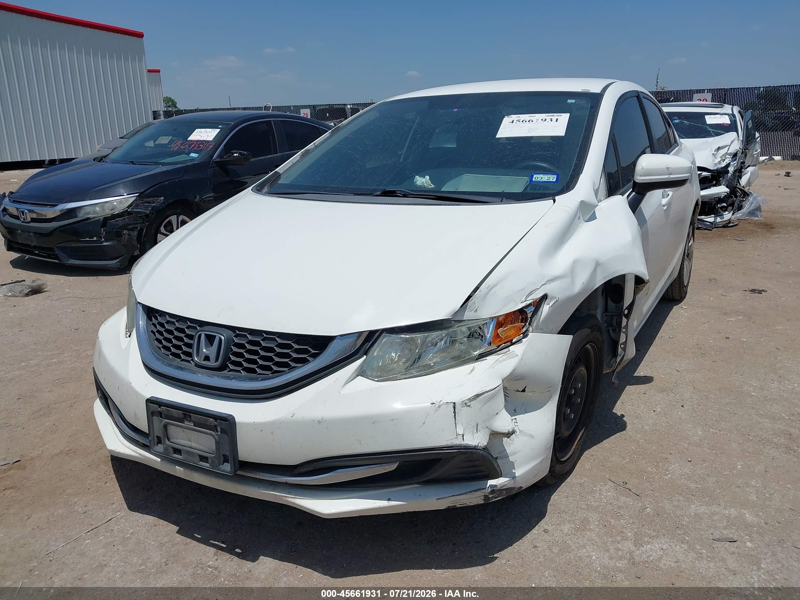 2014 Honda Civic Lx White vin: 19XFB2F57EE043199