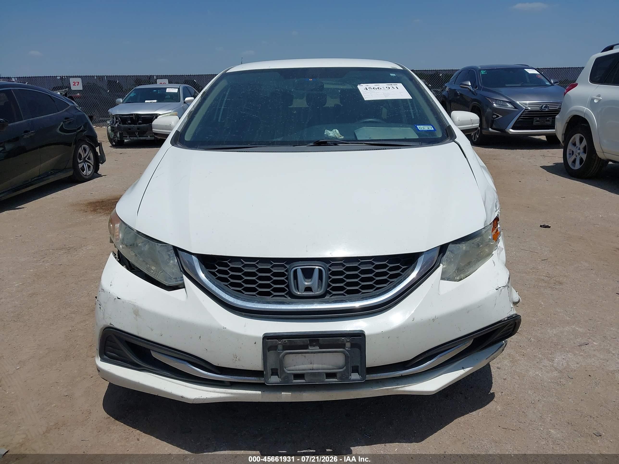2014 Honda Civic Lx White vin: 19XFB2F57EE043199