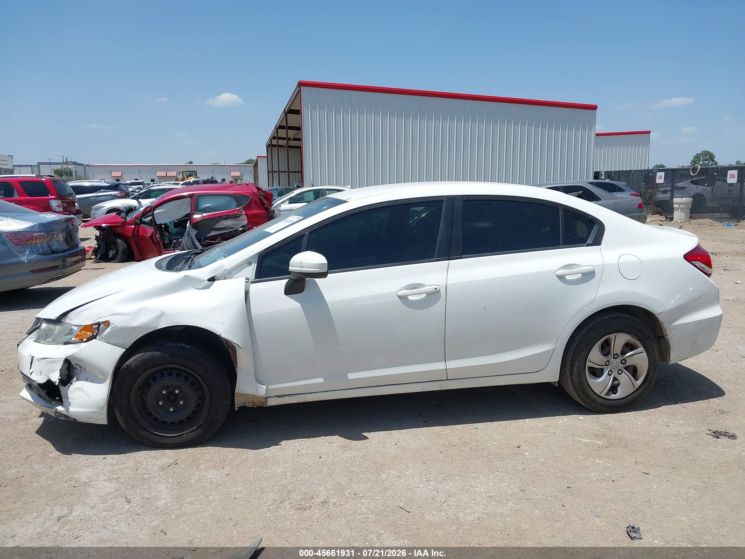 2014 Honda Civic Lx White vin: 19XFB2F57EE043199