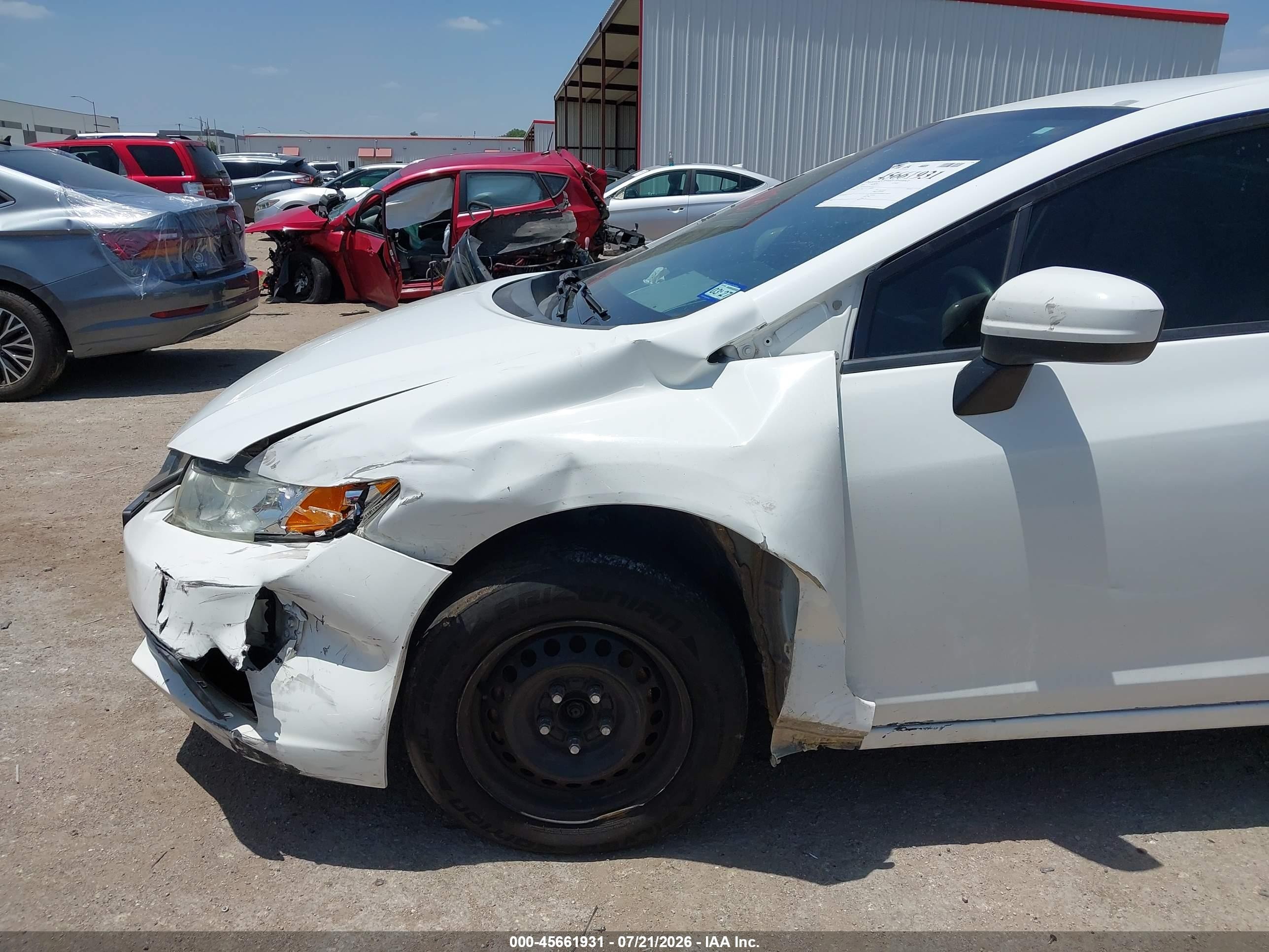 2014 Honda Civic Lx White vin: 19XFB2F57EE043199